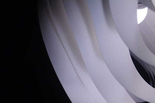"Wavelength" lamp (detail) - bristol board and LED bluetooth lightbulb, 2016
