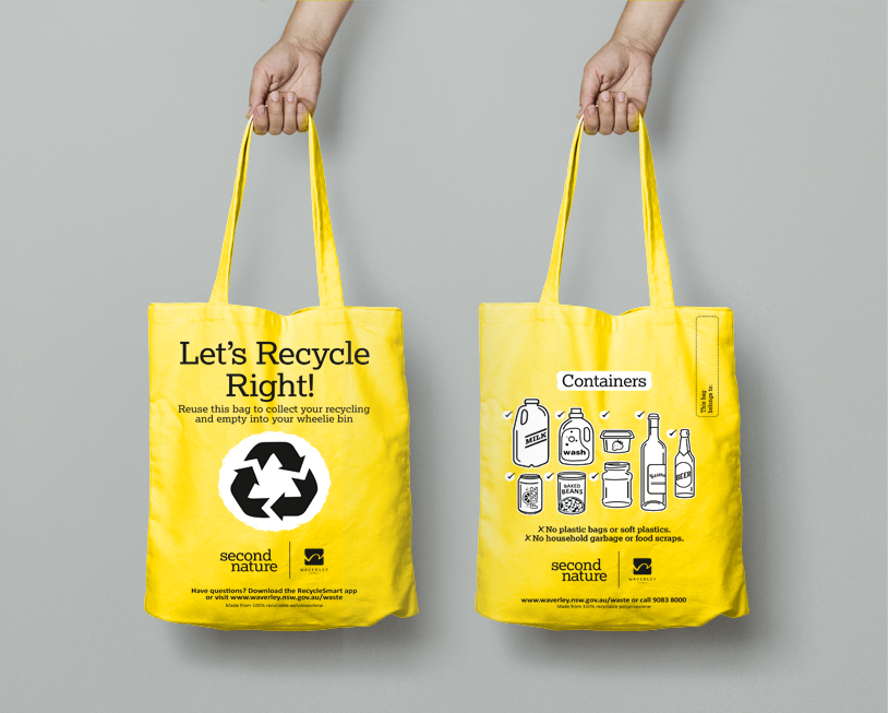 Second Nature Recycling Tote bag reusable