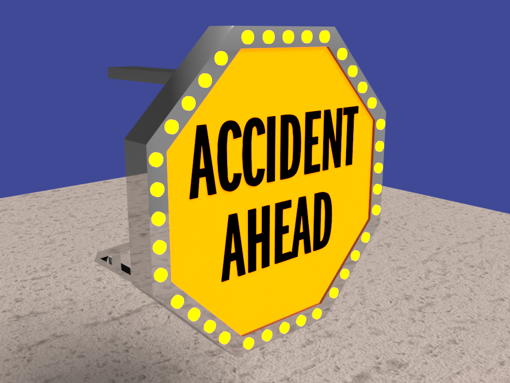 "Accident Ahead" Transport Safety Logic (TSL) 3D model created in Adobe Dimension