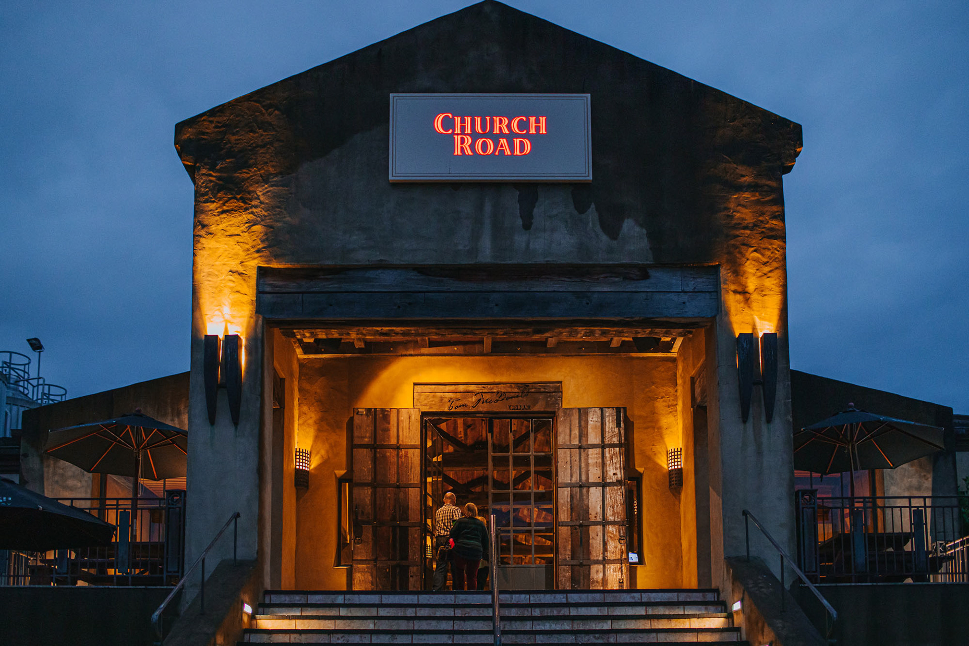 Church Road winery at dusk