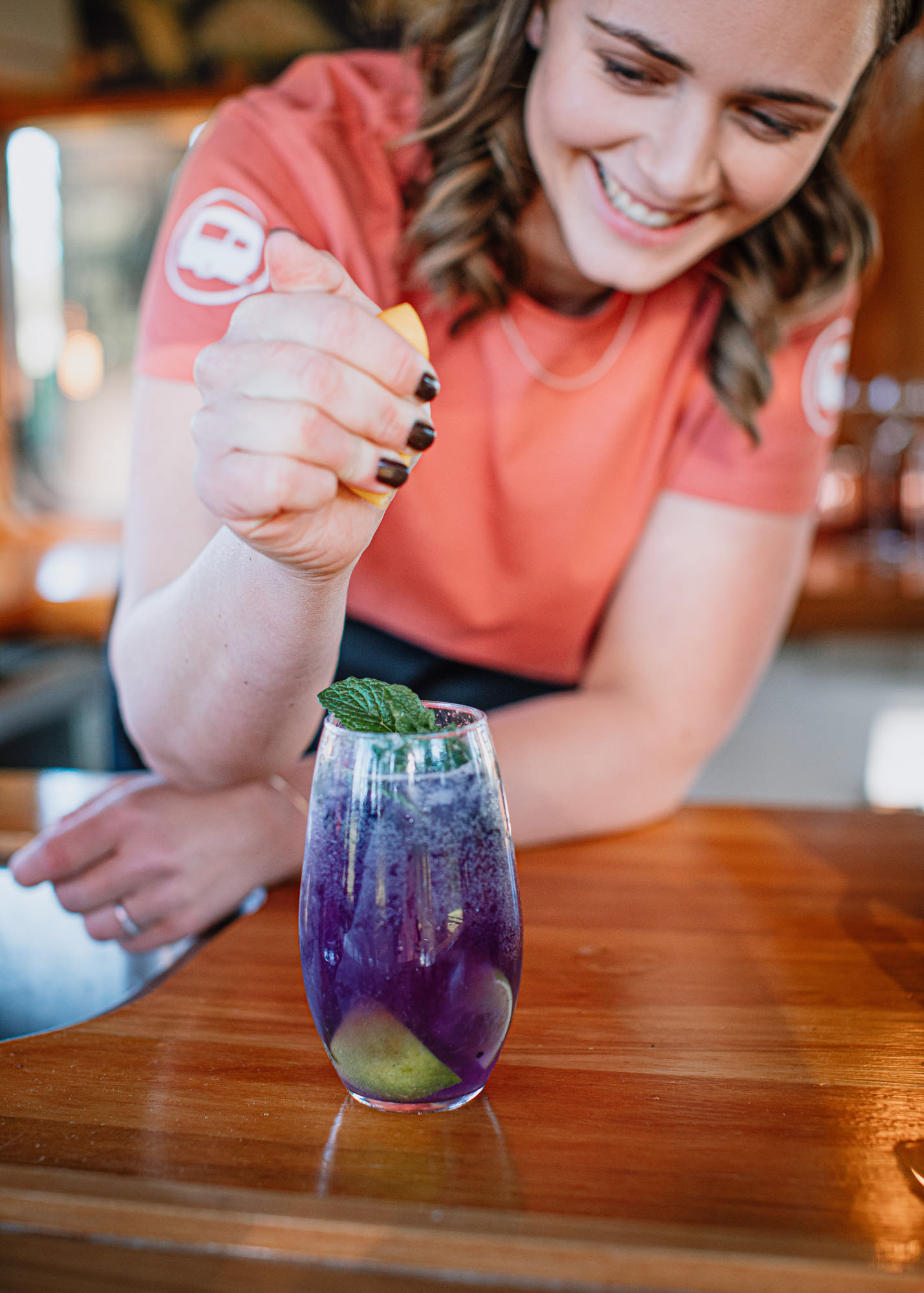 Zara making the cocktails