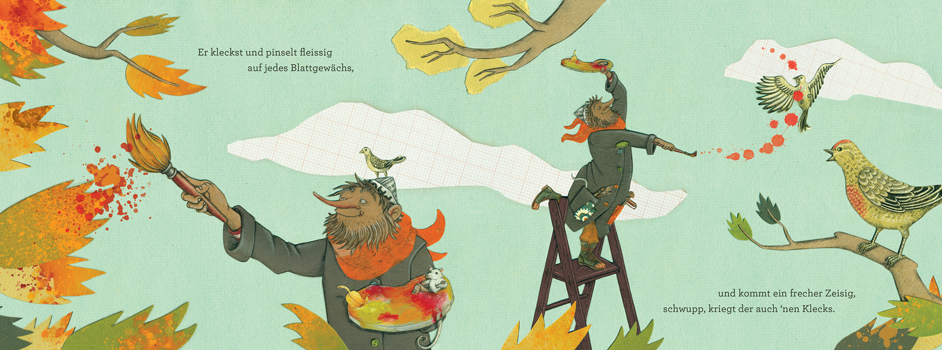 Der Herbst Steht Auf Der Leiter Gedicht Annika Huskamp Illustration - Der Herbst steht auf der Leiter