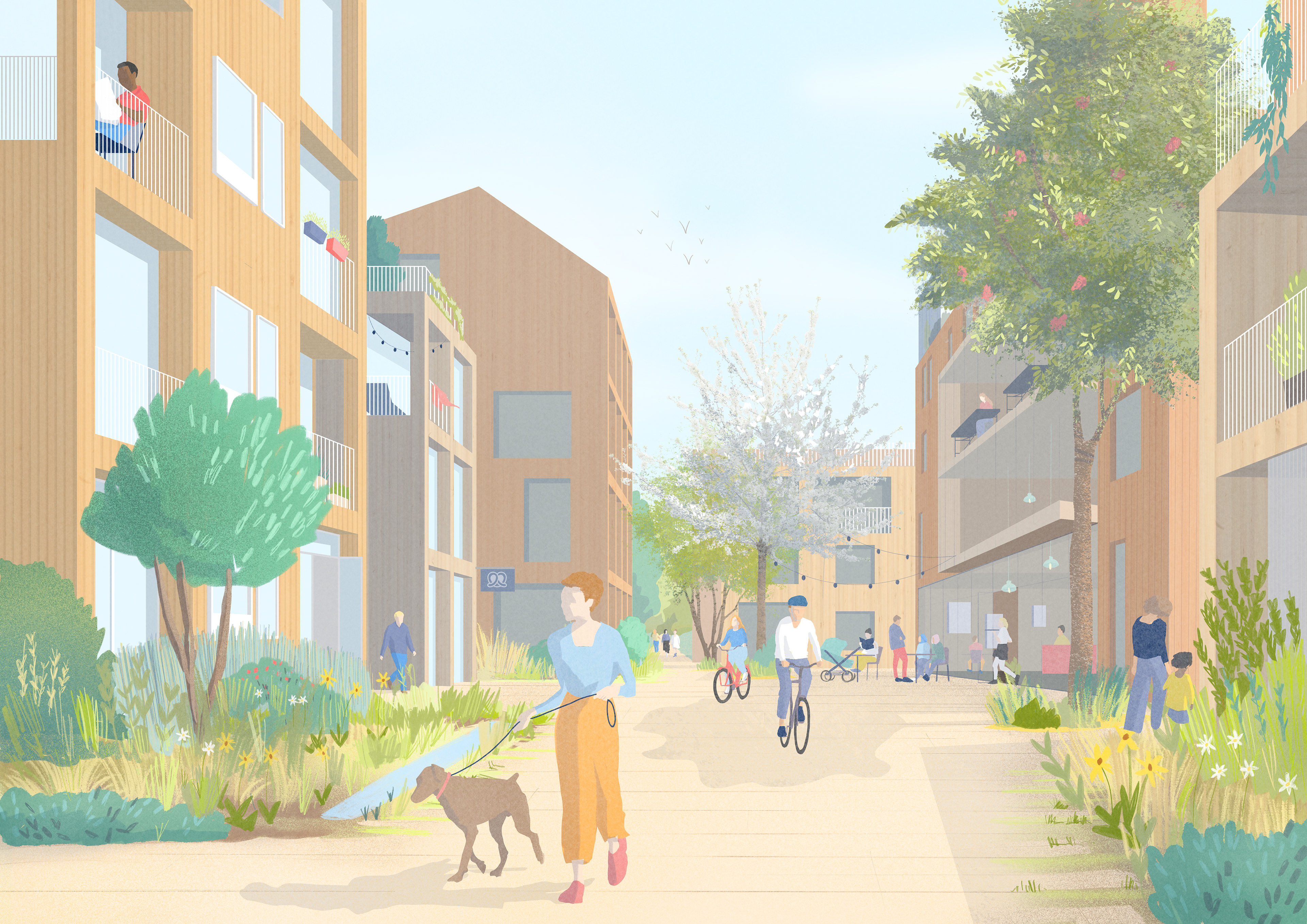 3. Preis Wettbewerbsvisualisierung, Quartiersplanung: Sieben-Höfe-Straße, Tübingen, Studio Urbane Strategien