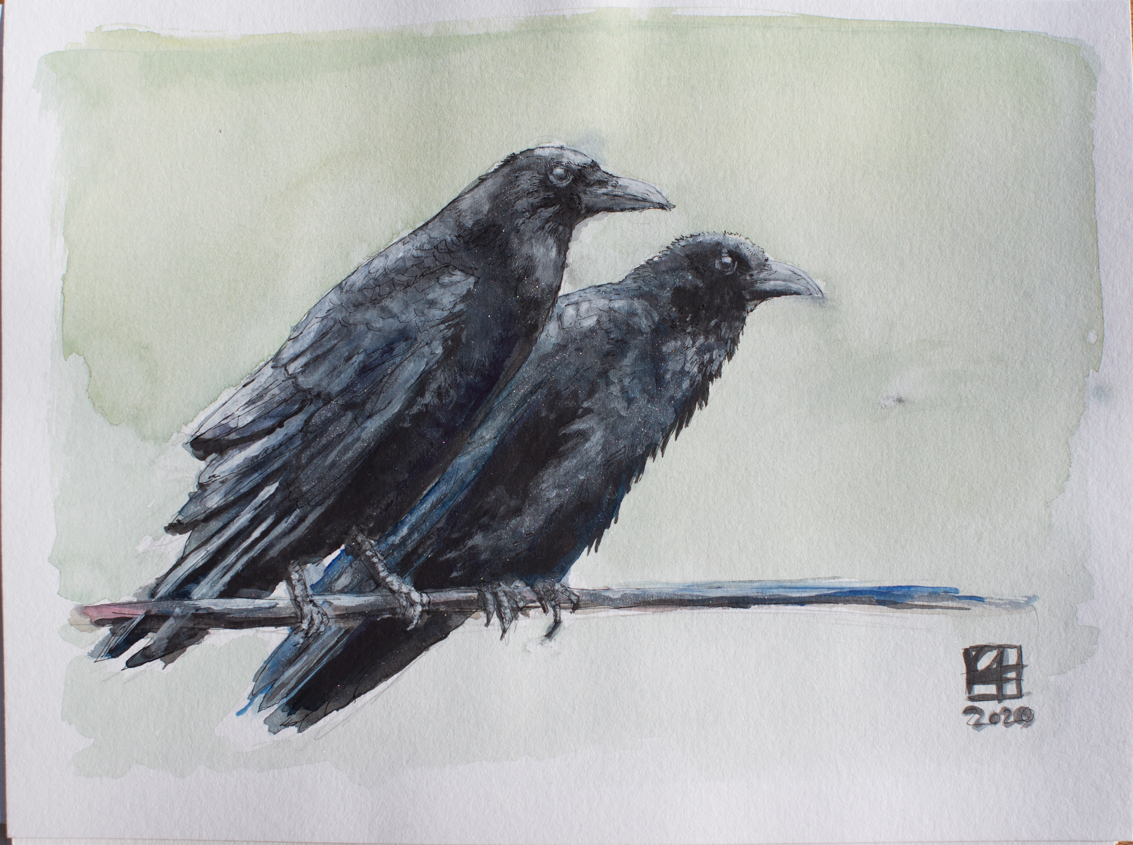 zwei Krähen (40x30)