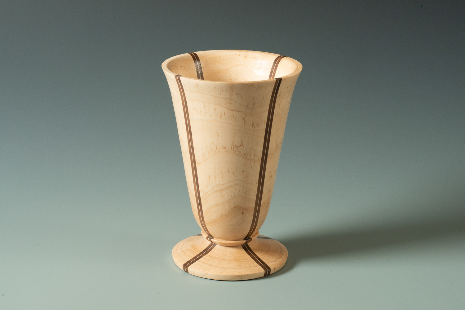 Maple goblet with walnut and maple veneer 6 1//4" X 4" - $150