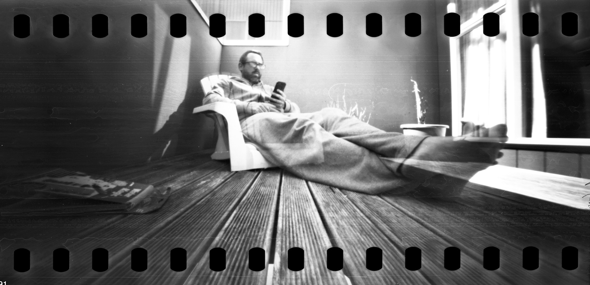 Self isolation portrait with an Ondu panoramic pinhole camera