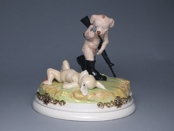 The Photographer, 2008, cone 6 porcelain, glaze, underglaze, luster