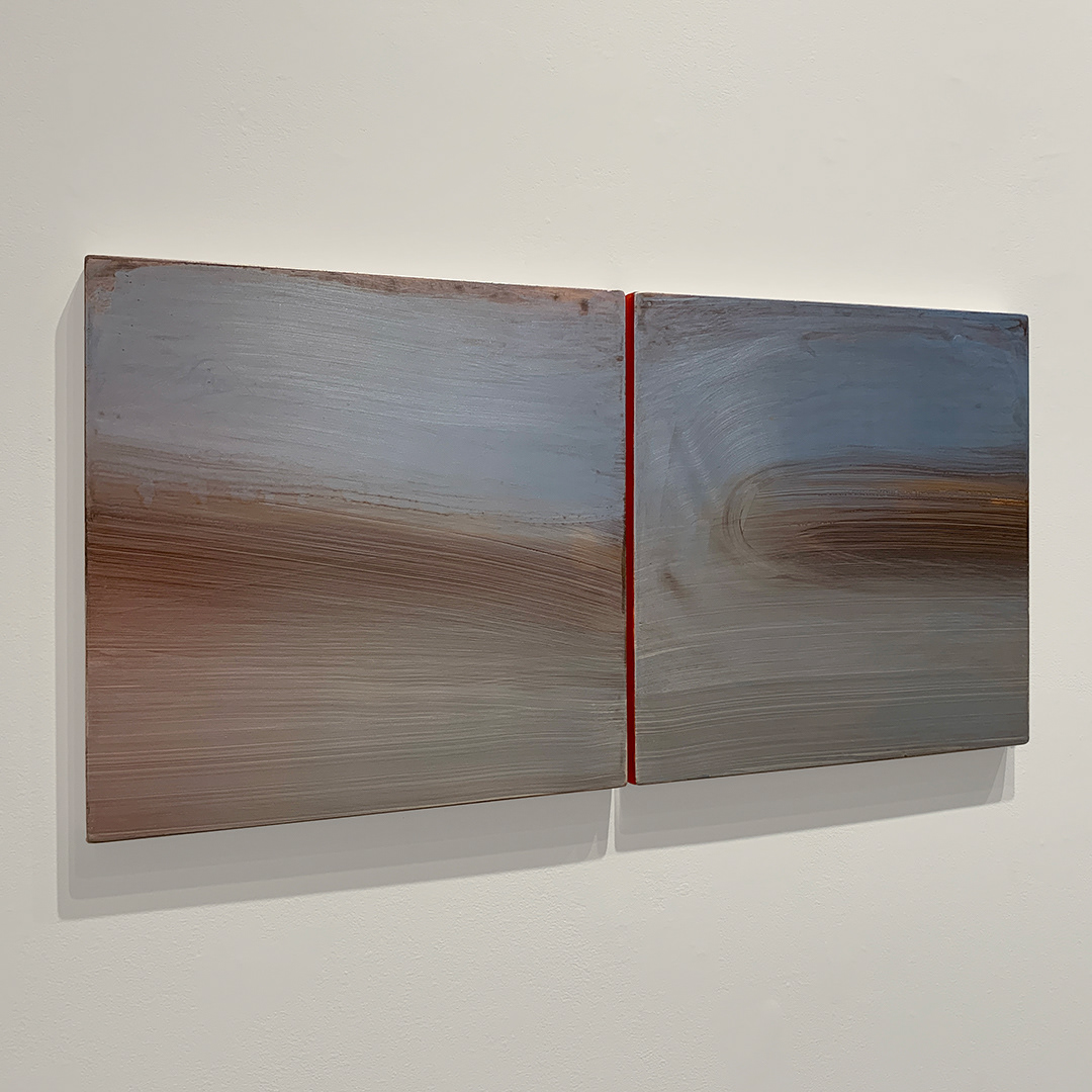 JohnBreakeyStdio; 2020 Warm Grey Lenticular painting; diptych