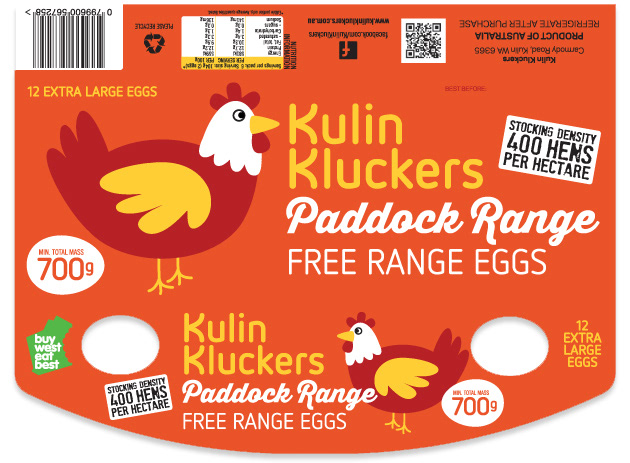 Flat label design for free range egg carton.