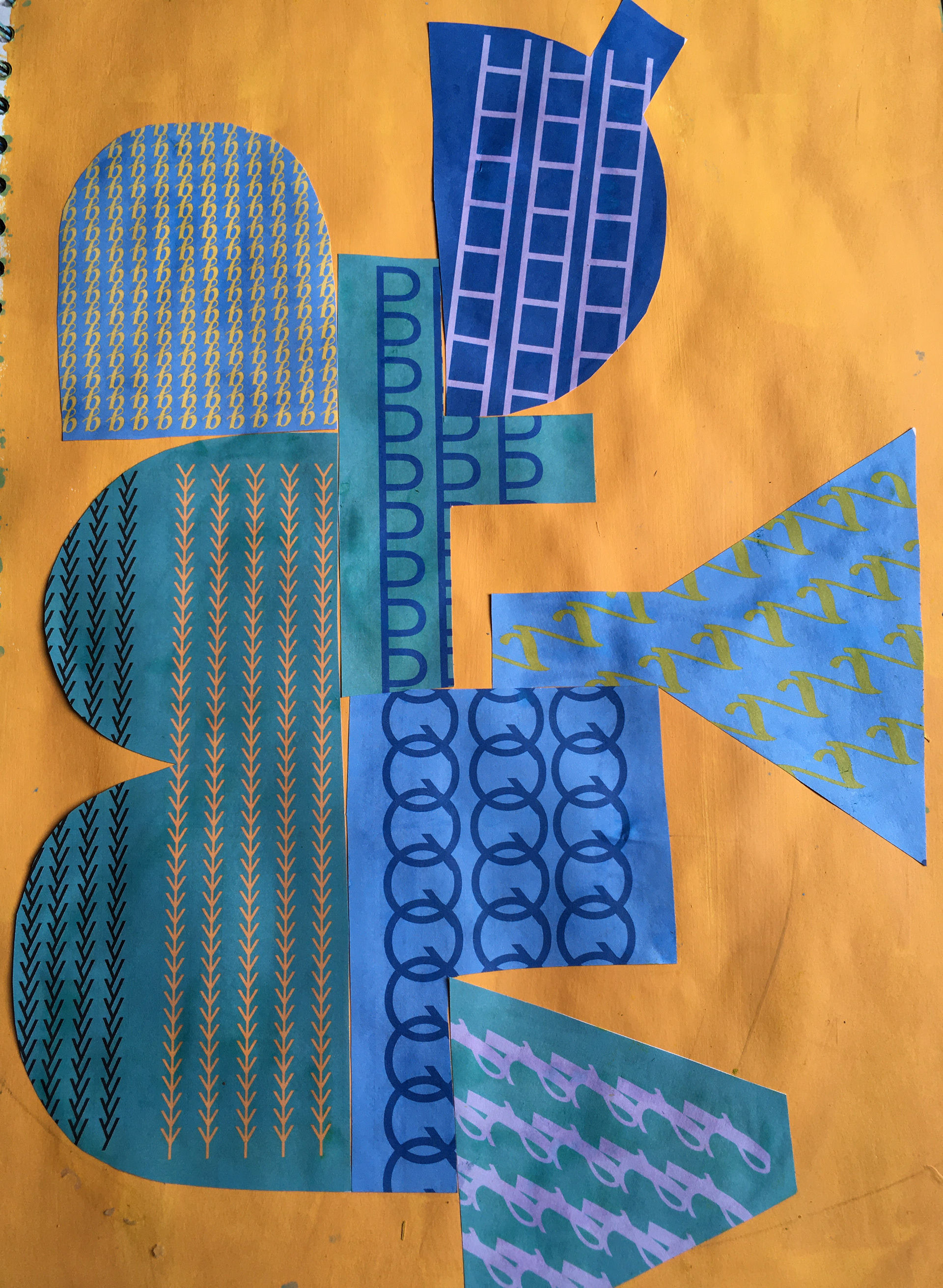 A3 collages fitting shapes together with smaller repeating patterns