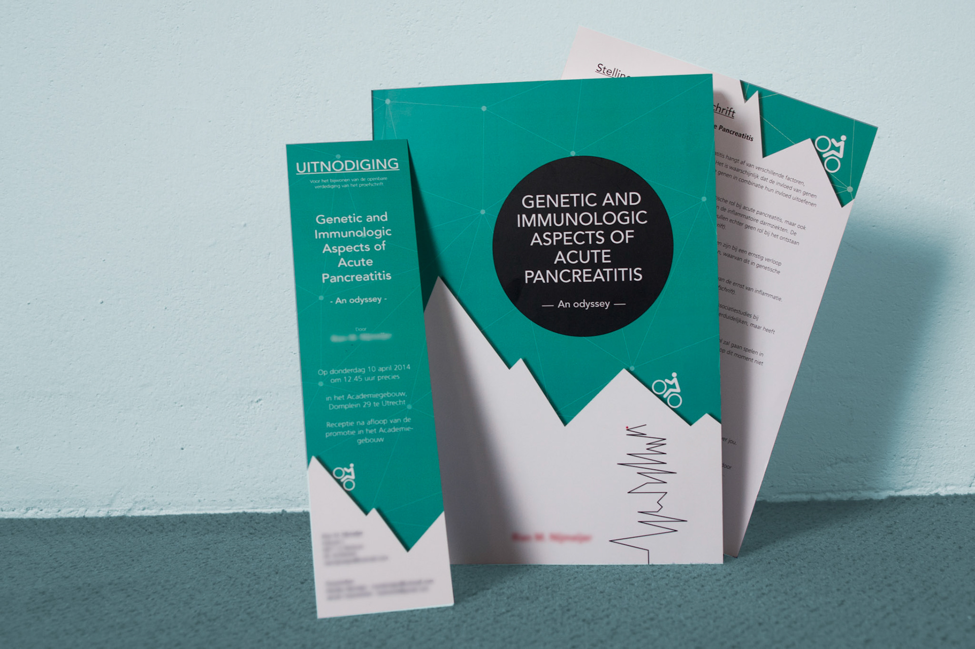 Medical thesis made into a book along with invitation and a personal touch