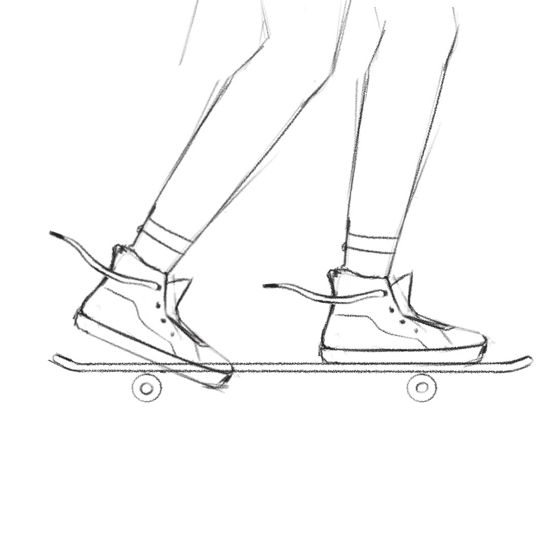 Sneakers and skate board sketch