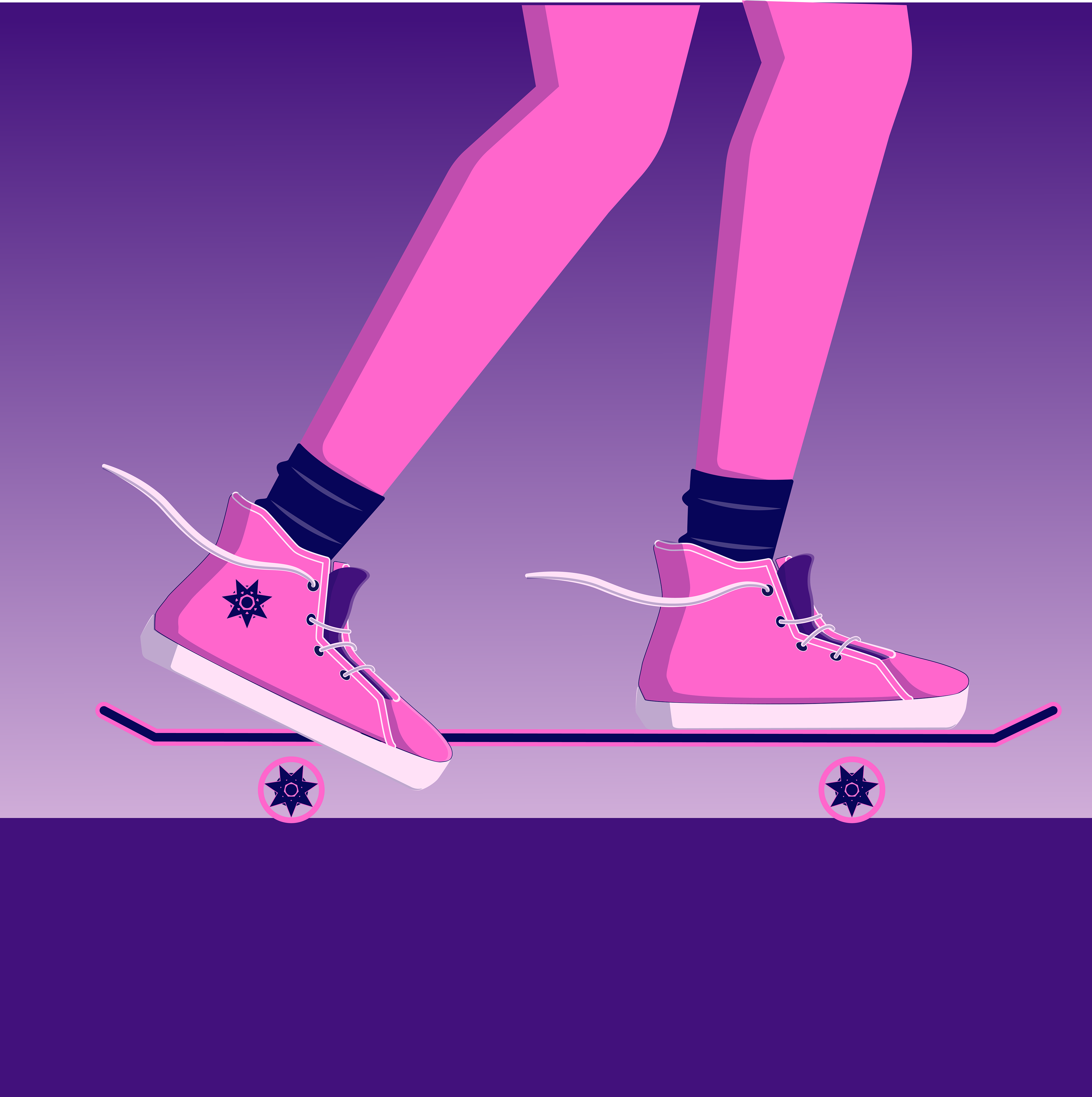 Sneakers and skateboard style frame
