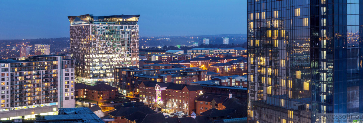 Birmingham City Centre Night Time Panorama