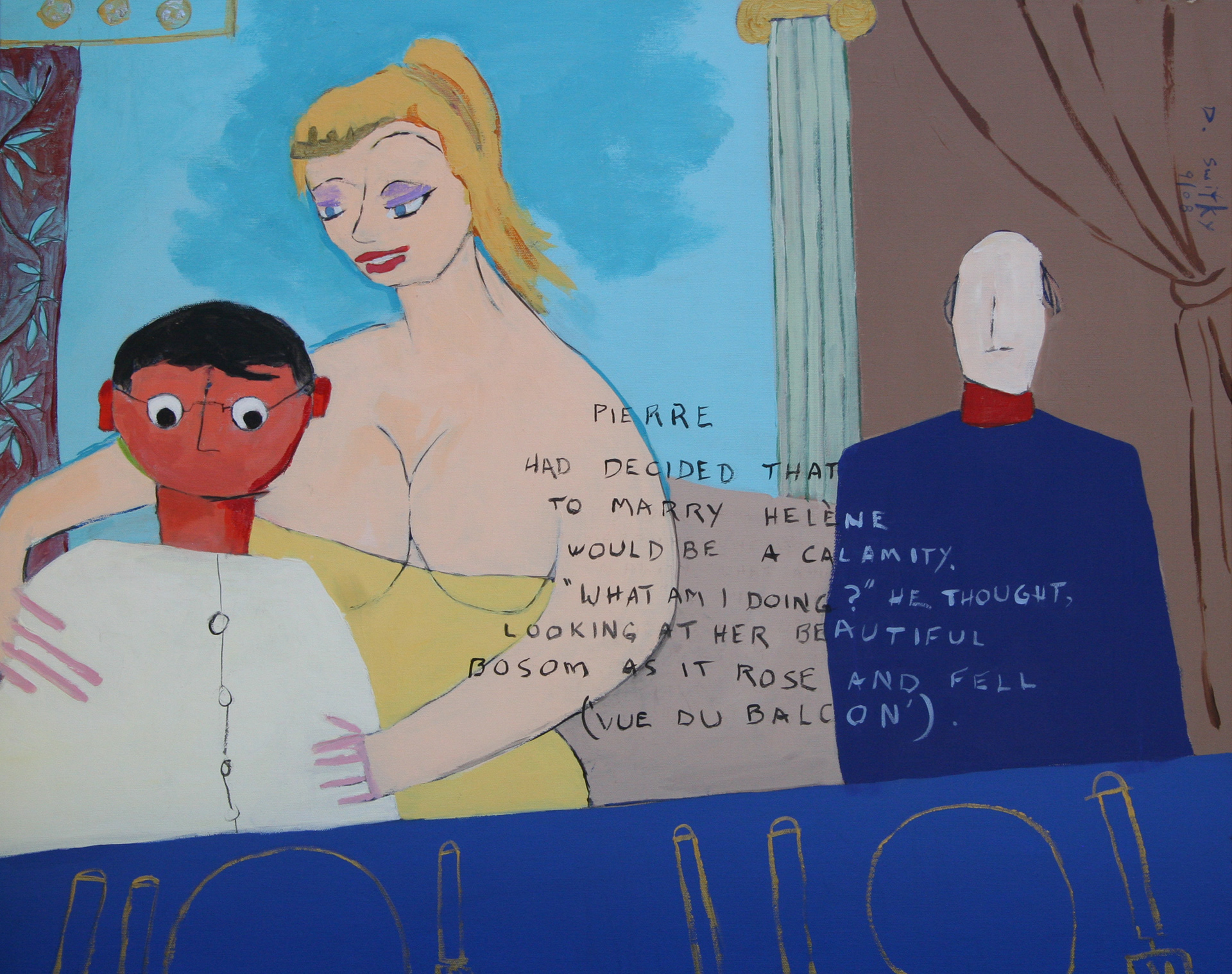 Pierre and Helene at Dinner Party | Acrylic on canvas | 24x30" | $1500