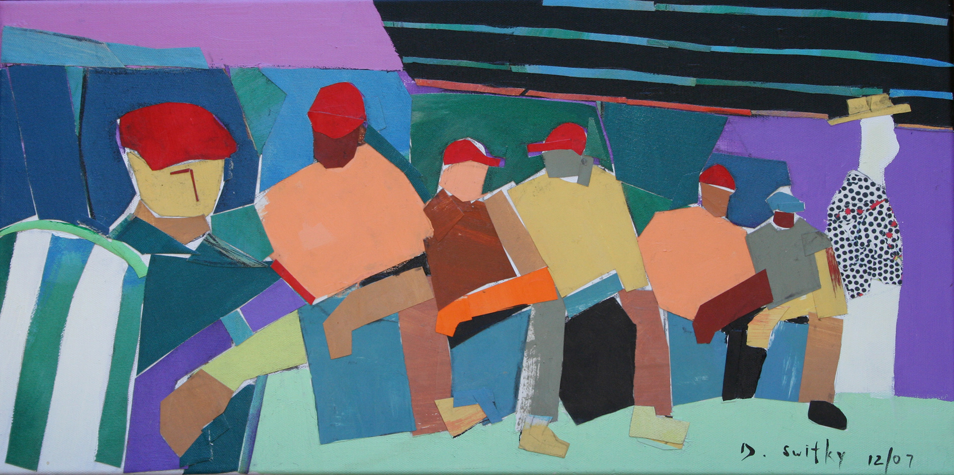 Dugout No. 1 | Acrylic and paper collage on canvas | 12x24" | $1250