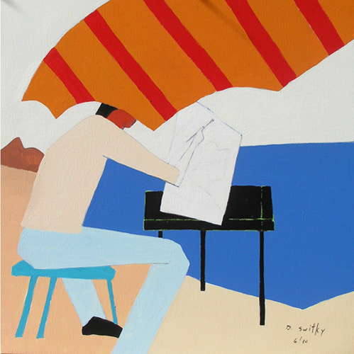 Painting on Sea Ranch Cliffs (aka Umbrella) | Acrylic on canvas | 36x36"