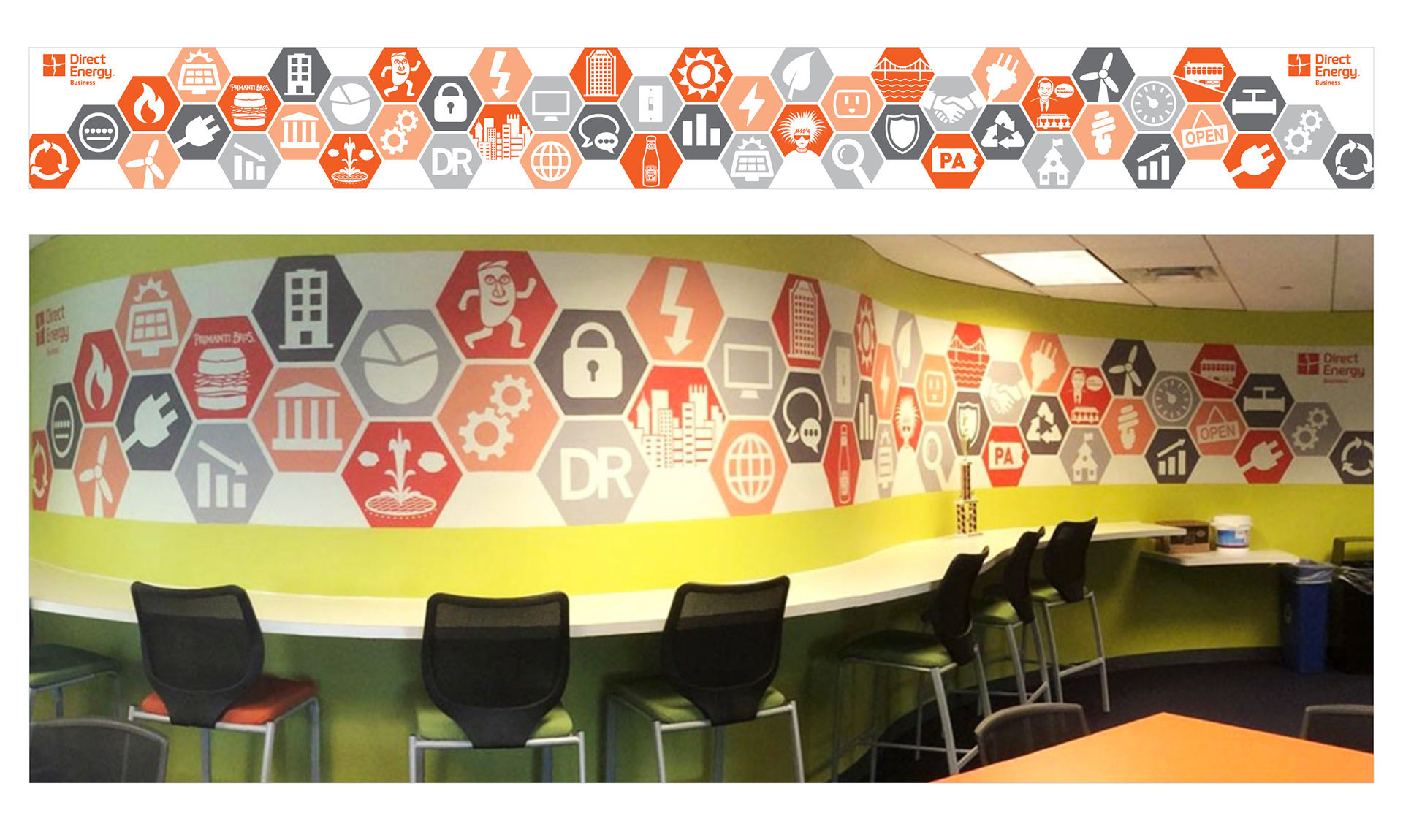 Kristin Needham Design Portfolio Direct Energy Break Room Wall Graphic