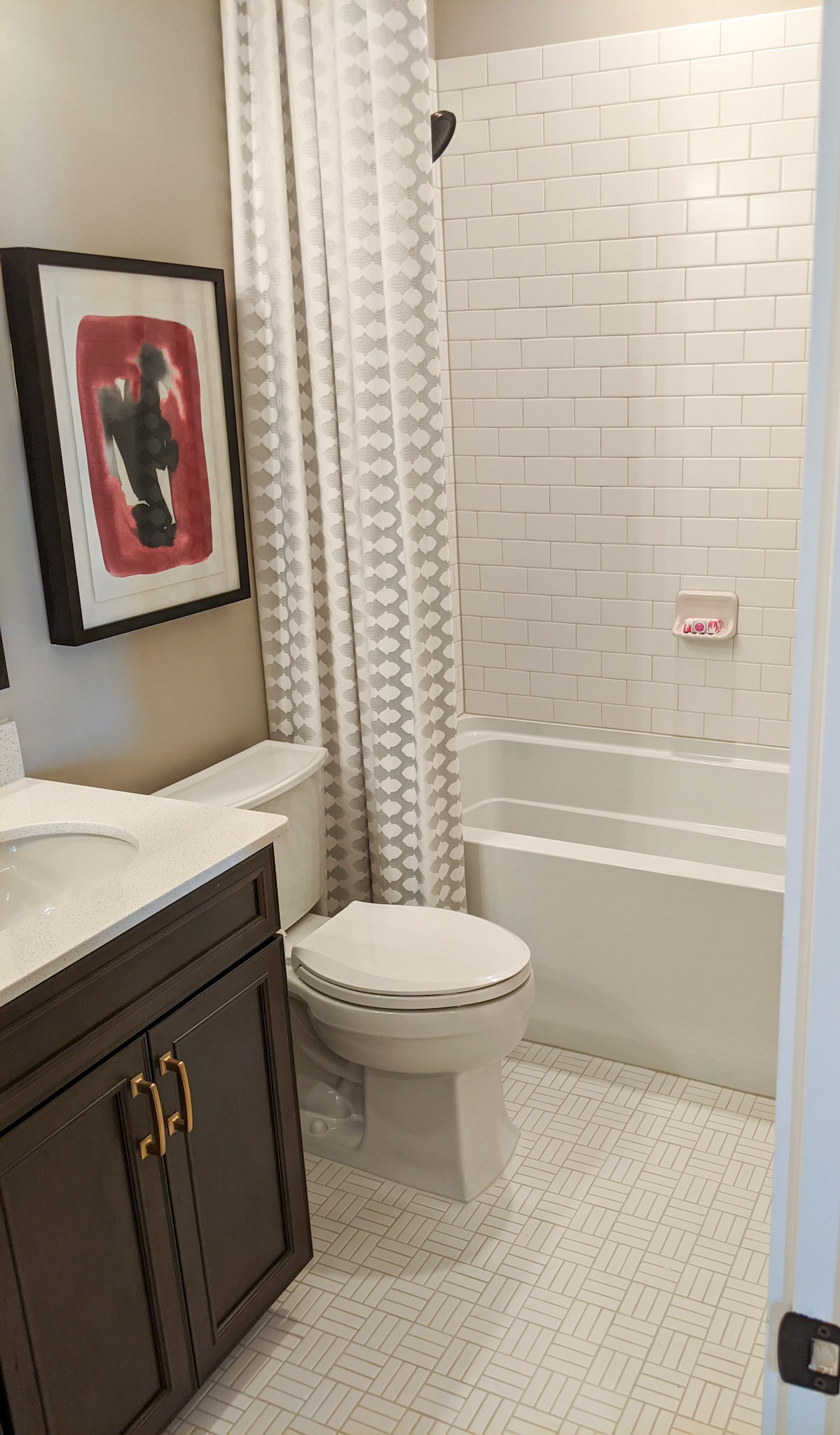 Personal Selections: Cabinets, counter top, hardware, plumbing, tile, and lighting. Other selections made by Model Home Interiors.