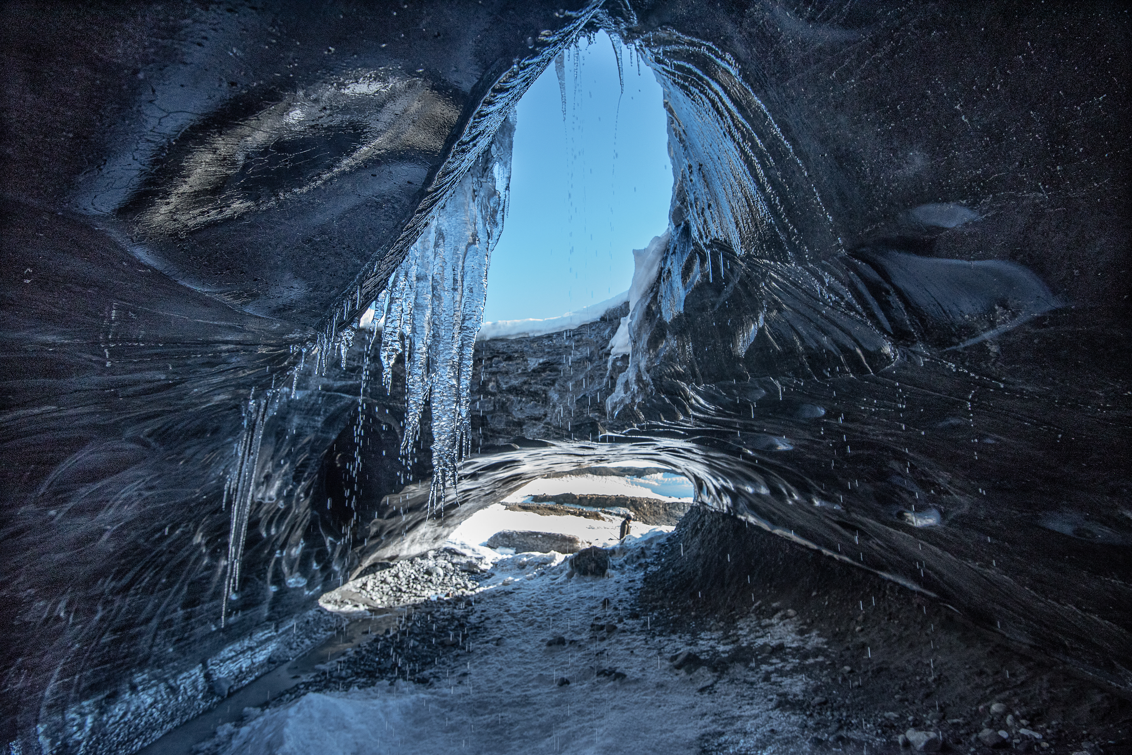 A view from inside an ice cave is always a great photo opportunities