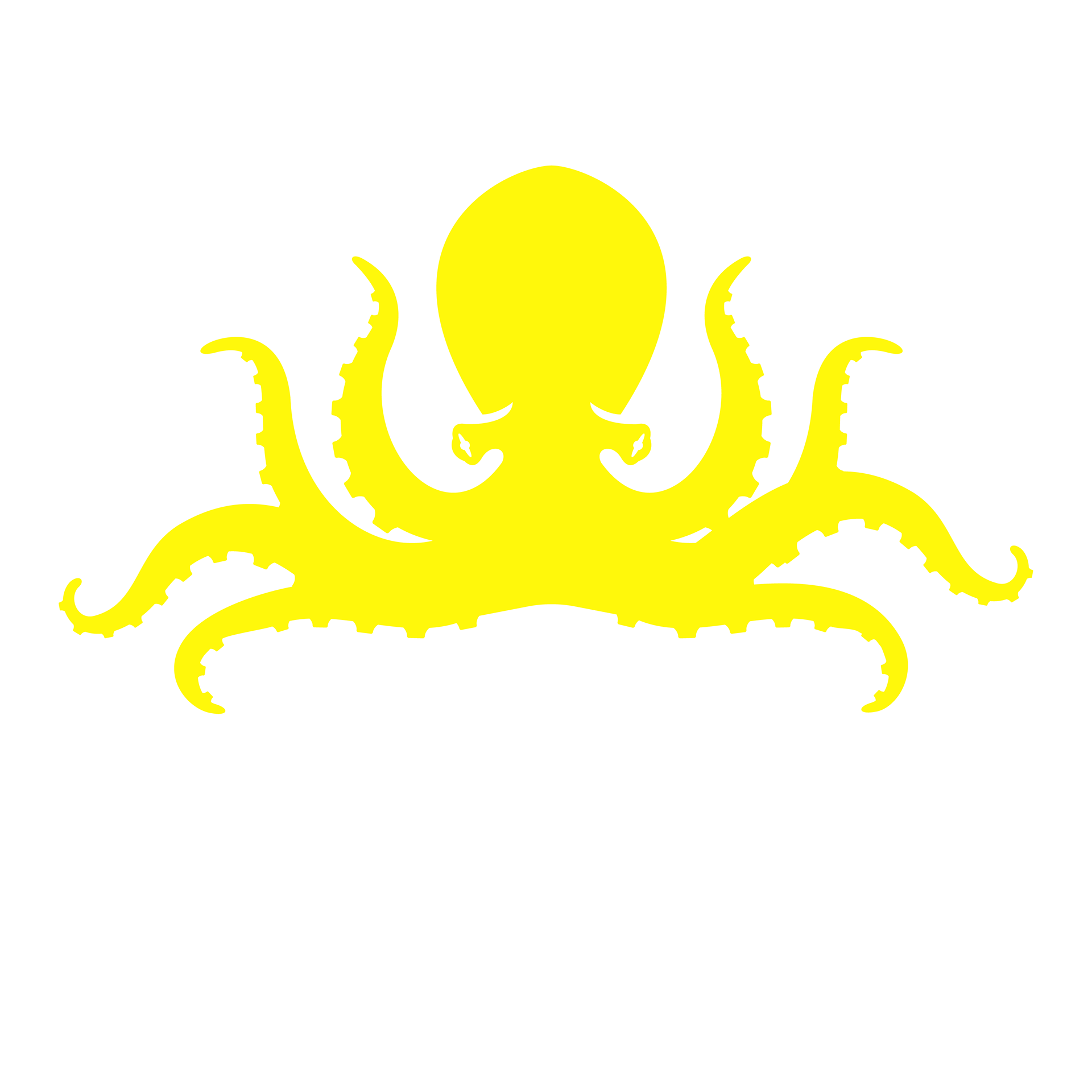 strangest sea films logo: yellow octopus over white text