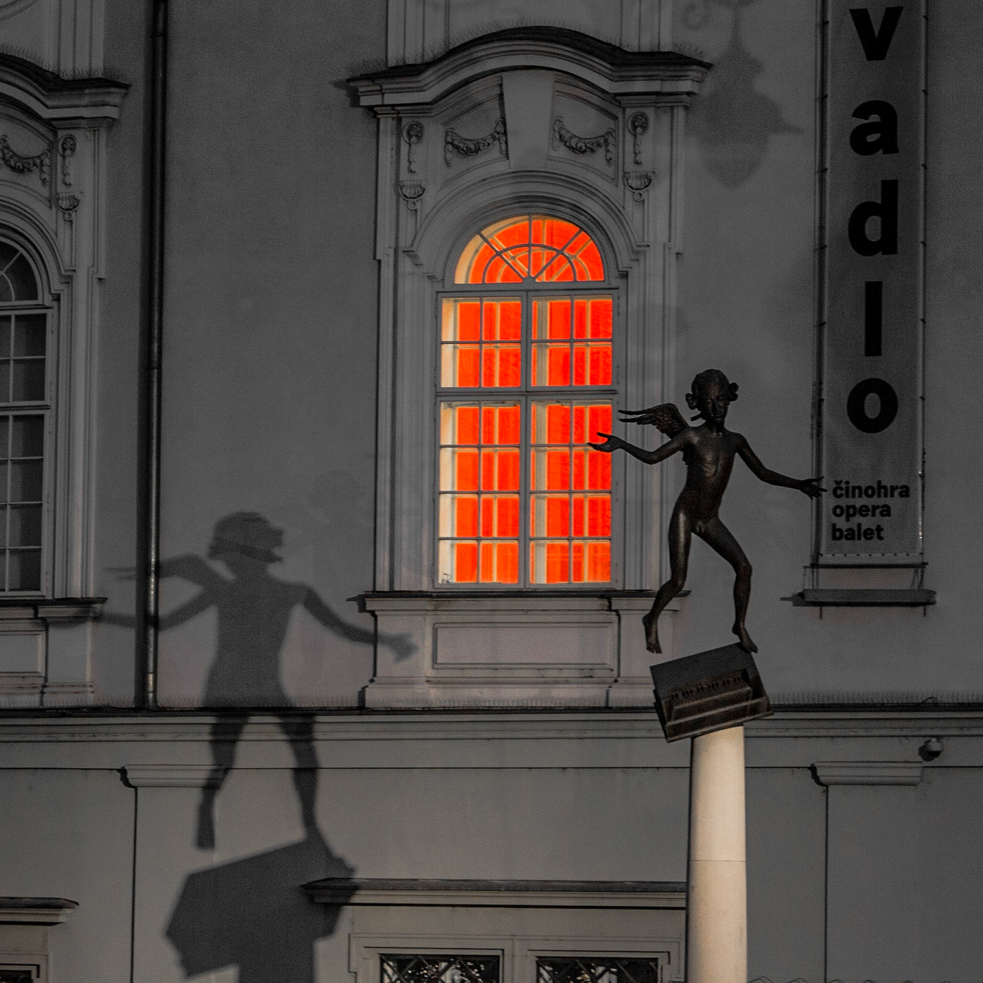 Statue of W. A. Mozart in front of National Theatre Brno - Reduta Theatre - Czech Republic