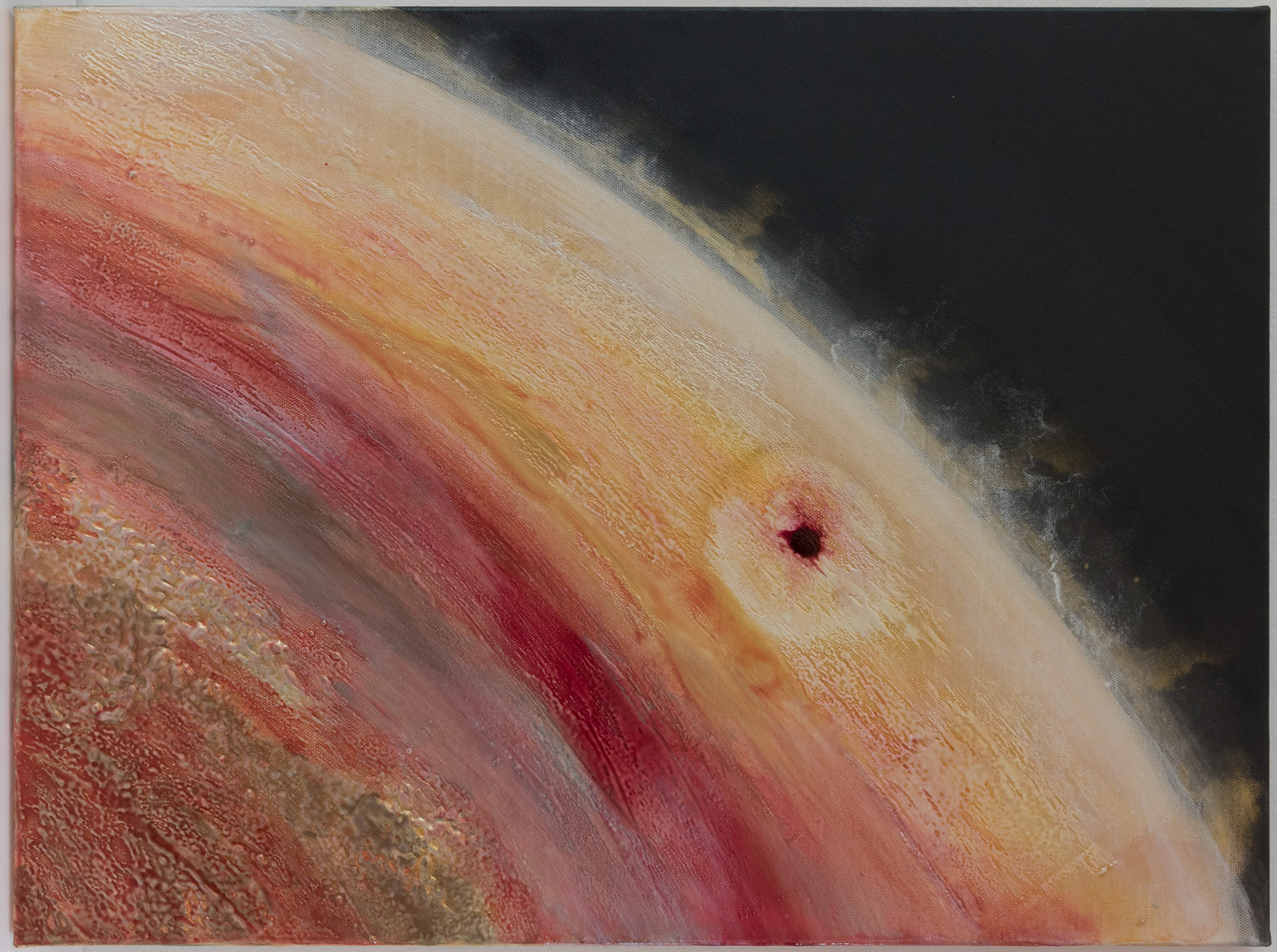 ELKYMY. ‘Dvāpara (द्वापर)’ Acrylic, polyurethane, powdered pigments (Mica) on deep edged stretched canvas. 24 x 18 inches (61 x 46 cm)