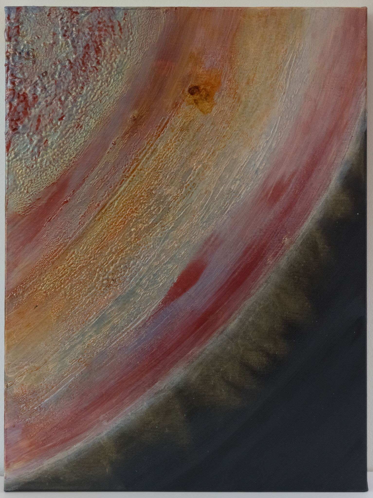 ELKYMY. ‘Tretā त्रेता’ Acrylic, polyurethane, powdered pigments (Mica) on deep edged stretched canvas. 24 x 18 inches (61 x 46 cm)