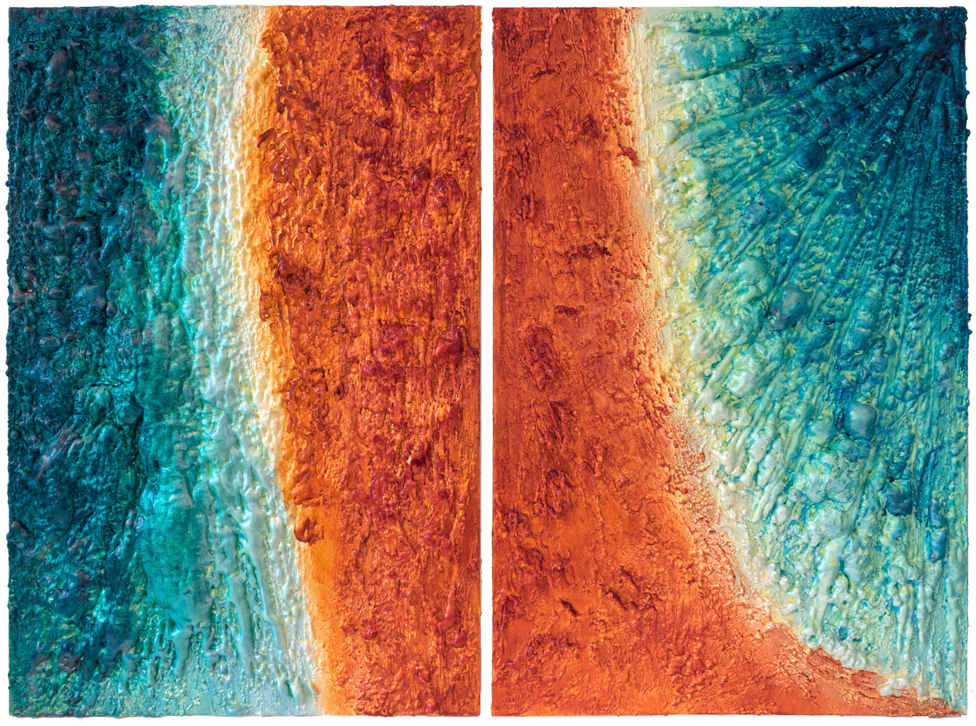 ELKYMY. ‘Streams II’. Acrylic and polyurethane on 2 canvases. 36 x 24 inches each (91.5 x 61 cm)