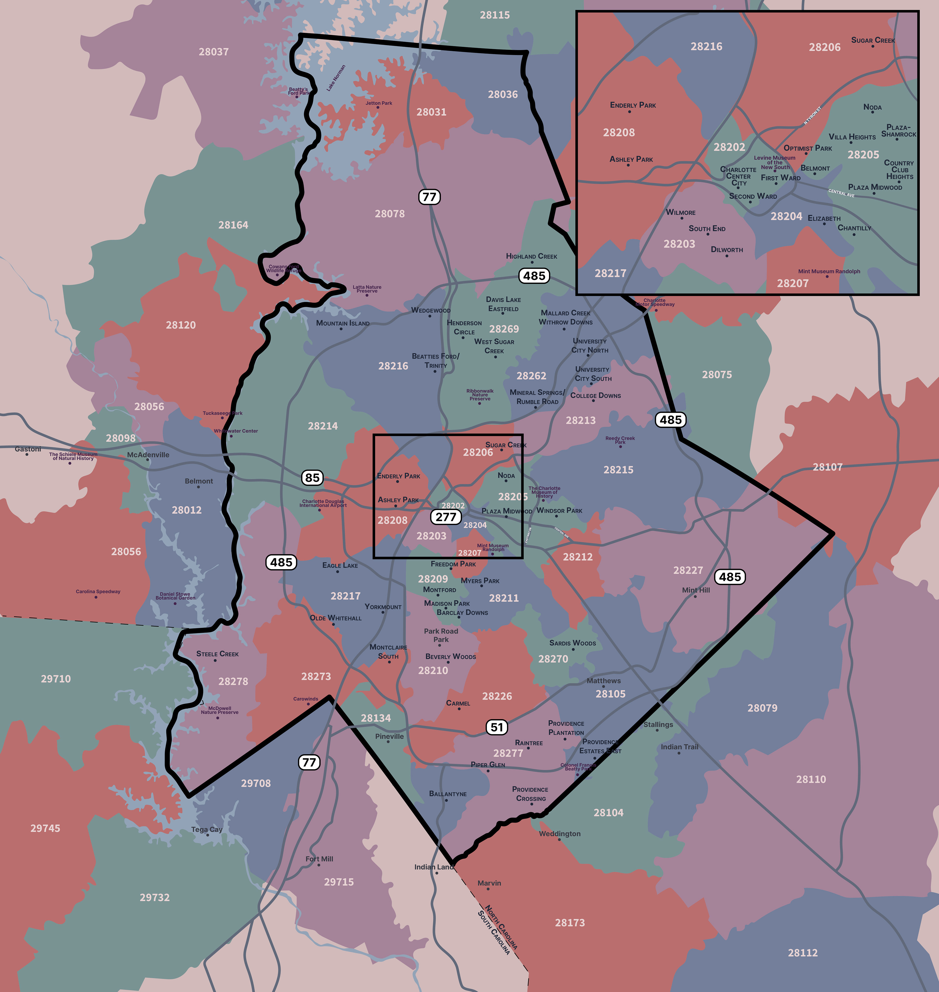 Charlotte Area Zip Code Map Sadie Slade - Charlotte, Nc Zip Code Map