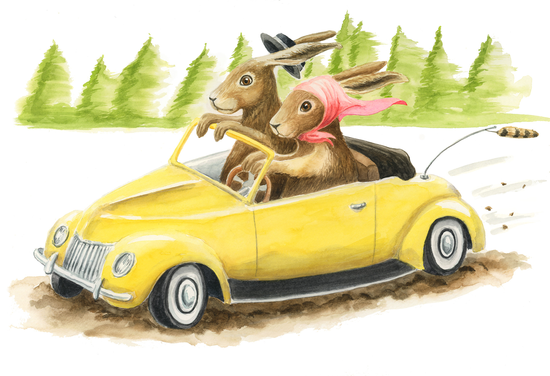 Louise and Arthur's Ride (Watercolor, 9 x 12)