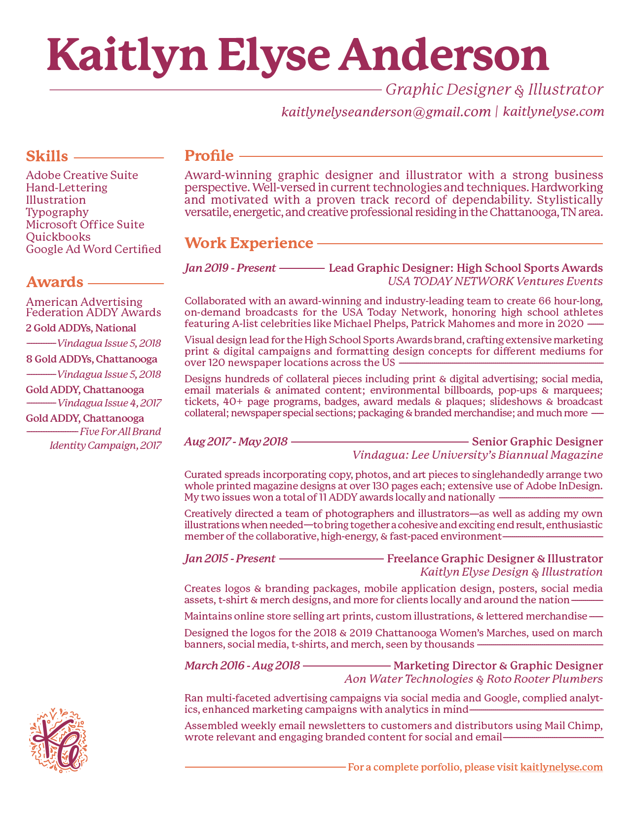 Kaitlyn Elyse Anderson Graphic Designer Illustrator Resume Kaitlyn Elyse Anderson Graphic Designer Illustrator Resume