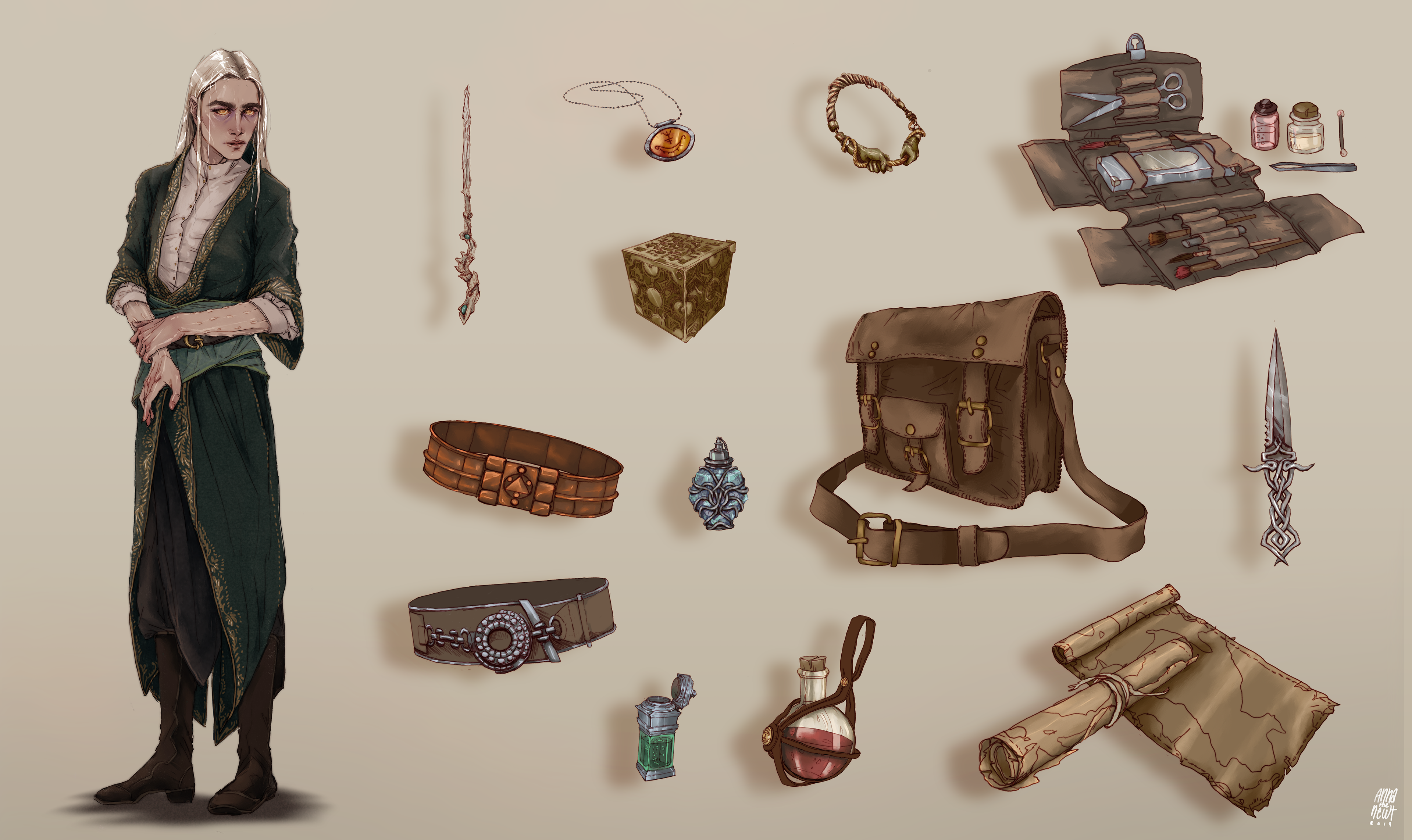 Lena - Government sanctioned wizard & assasin + her inventory