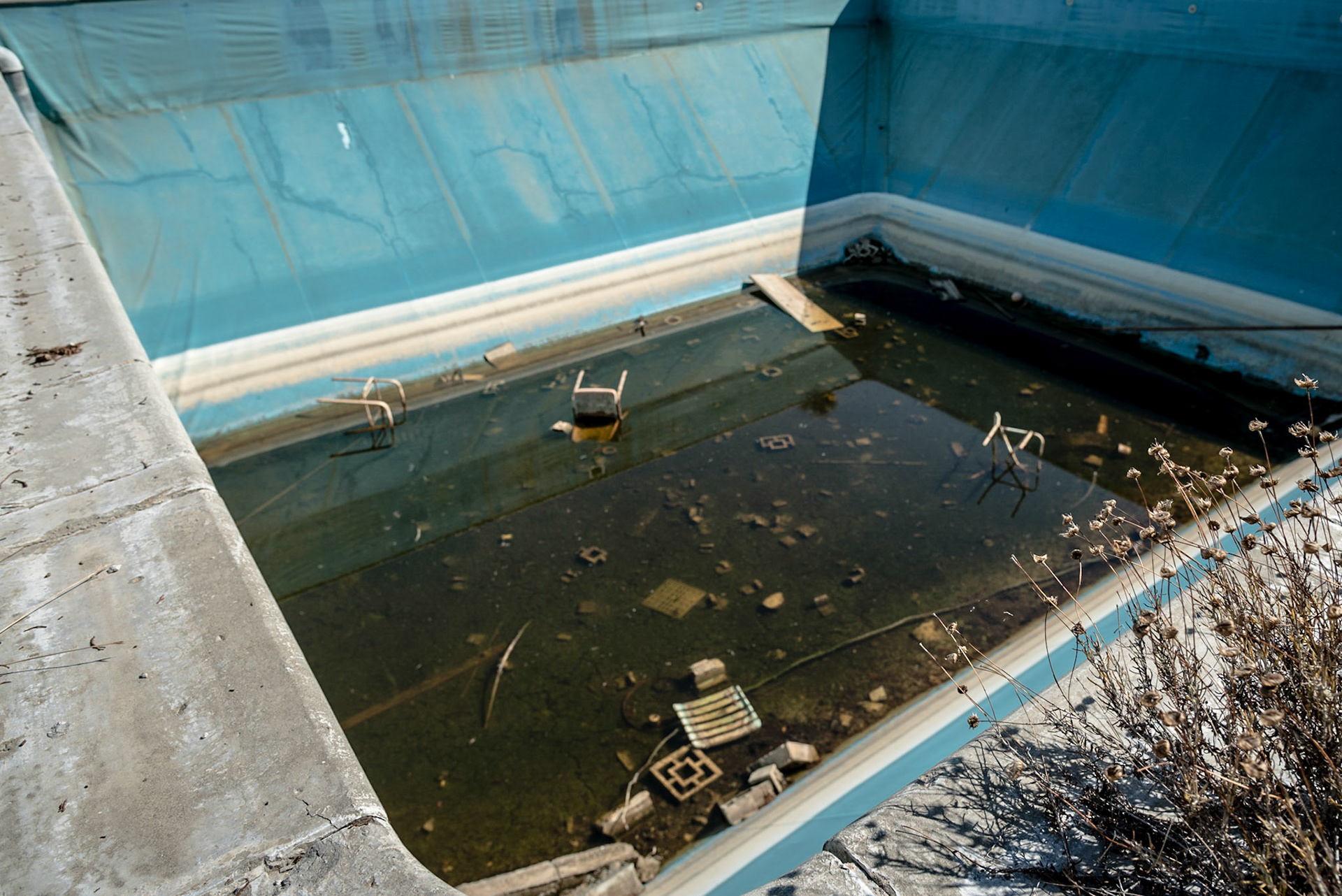 Swimming pool at the abandoned Berengaria Village in Limassol, Cyprus