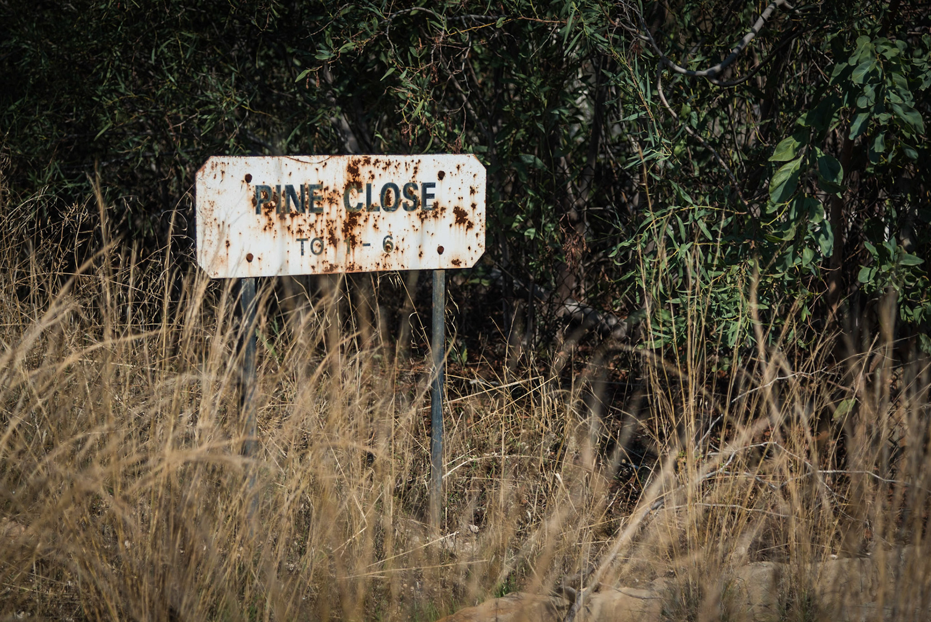 Road sign at the abandoned Berengaria Village in Limassol, Cyprus