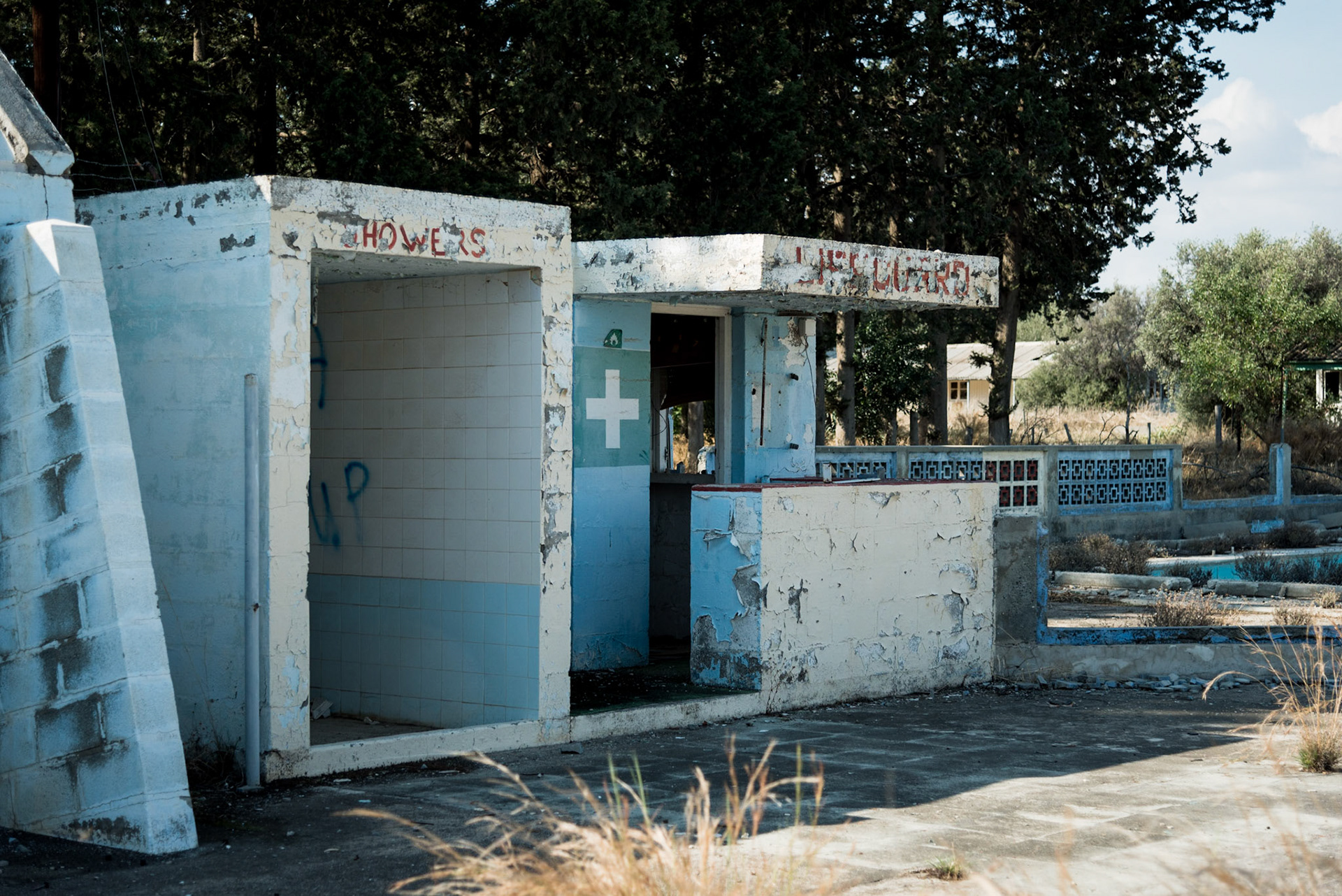 Lifeguard's post at the abandoned Berengaria Village in Limassol, Cyprus