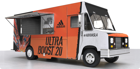 side of modified food truck 3D render