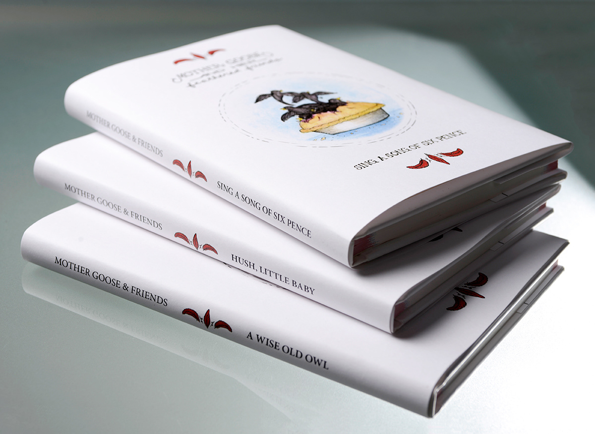 Mother Goose and Her Feathered Friends • An imaginary series of books of Mother Goose rhymes focuses on the stories concerning birds.