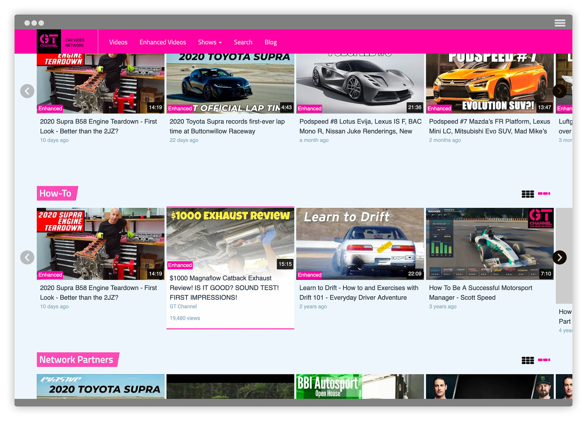 GT Channel homepage. Designed to keep