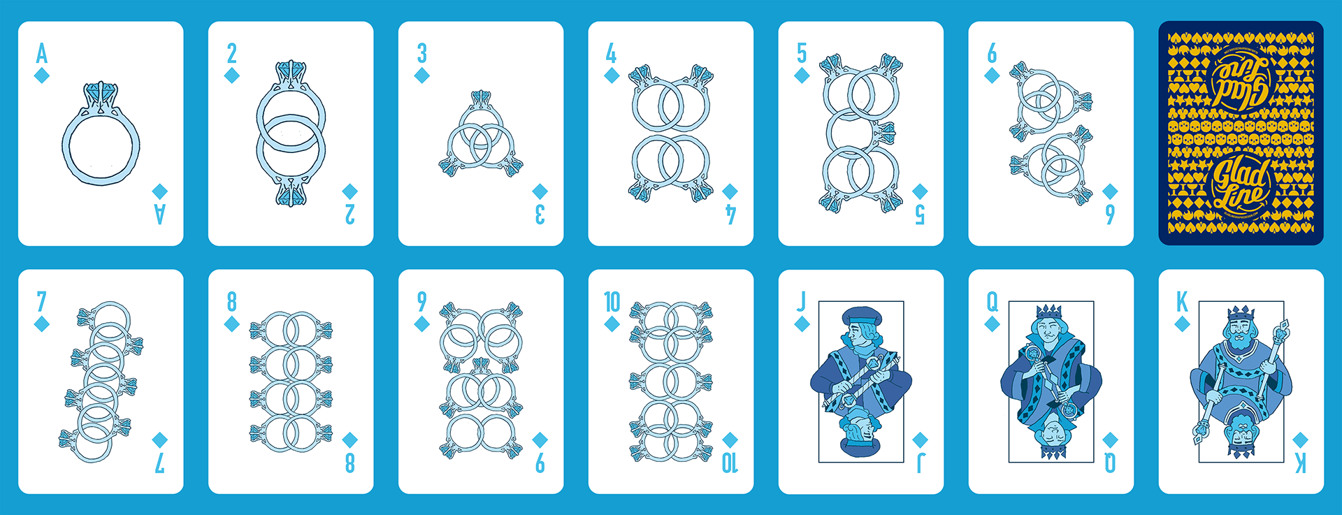 Glad Line 8 Suit Fully Illustrated Playing Card Deck