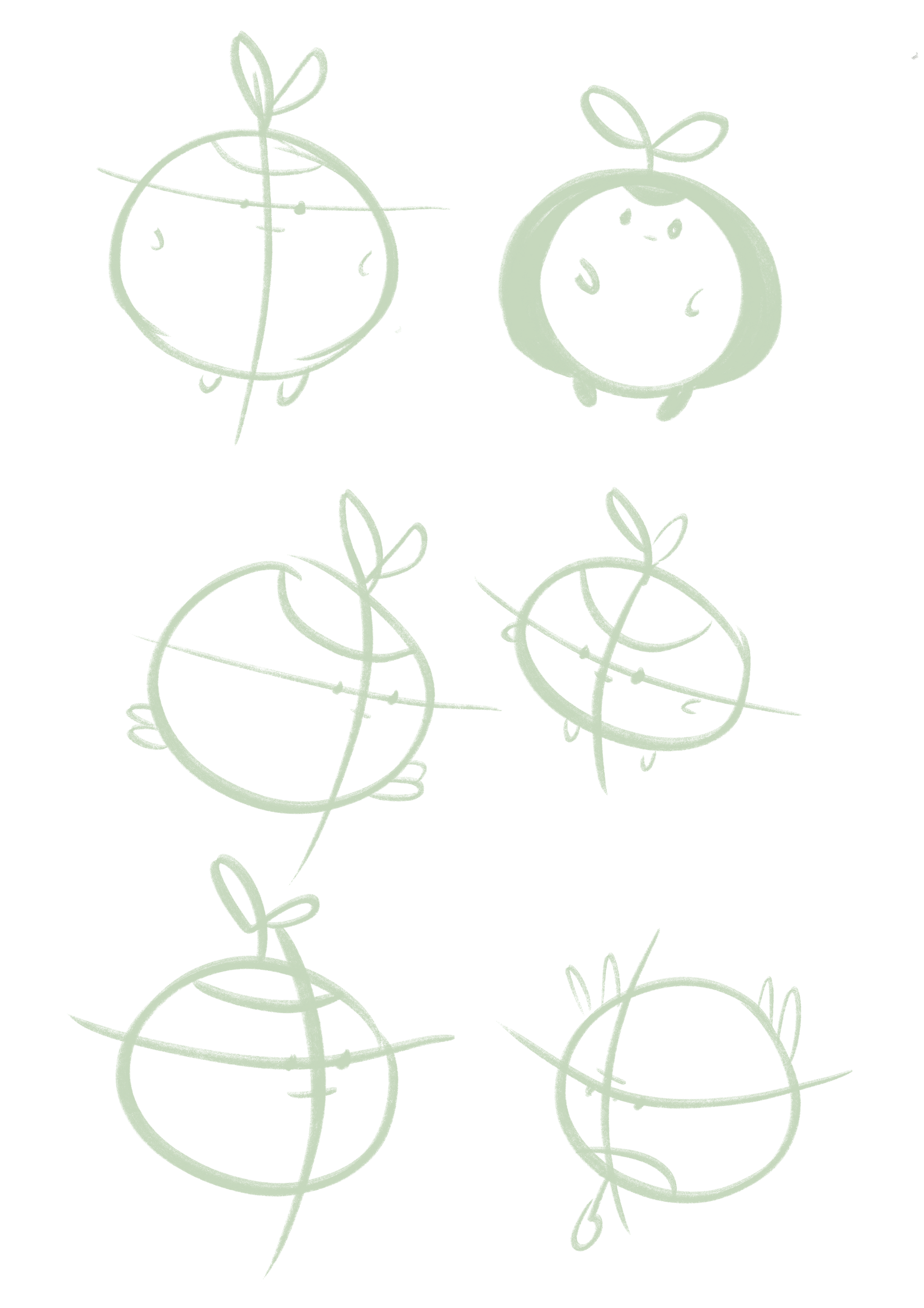Sample sketches for potential Moss character - Movement
