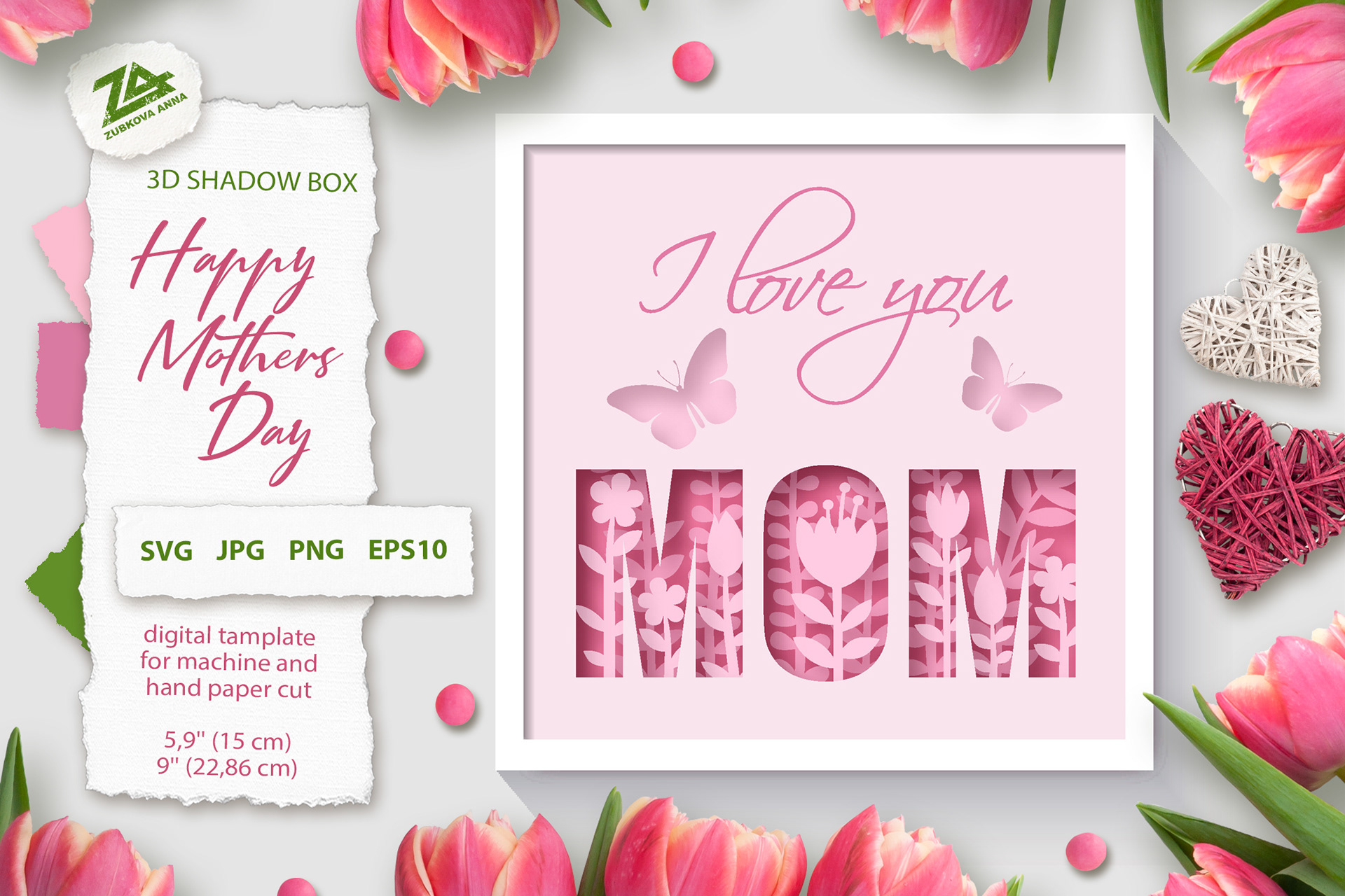 Download Anna Zubkova Layered Shadow Box Svg Happy Mothers Day Template