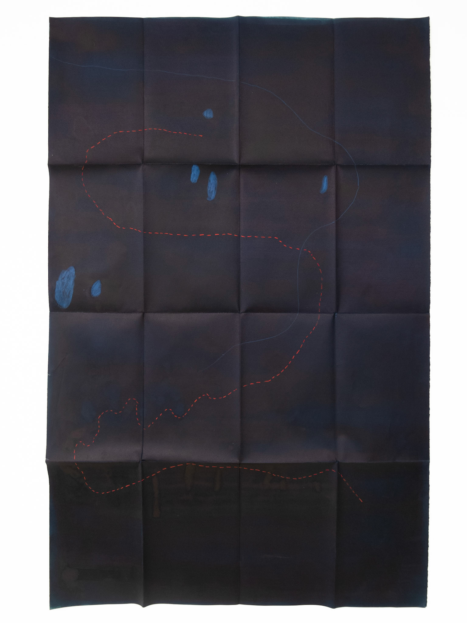 Night map VI, 2018, mixed media on paper, 100x70 (aprox)
