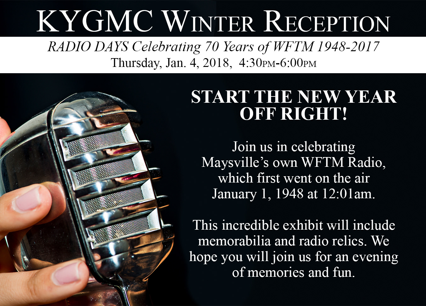 Invitation to member reception for new exhibit . Sent through direct mail, email, and used as a social media post. Photography and editing completed in Adobe Photoshop. Layout design and copywriting completed in InDesign. All work by Amanda Hankinson.