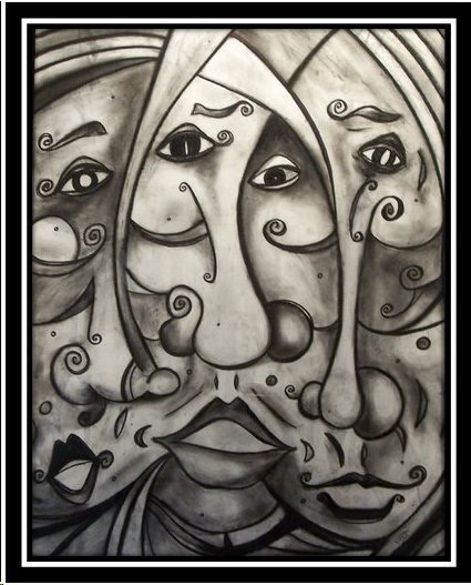 "The Three Fates I" Acrylic, Ink, Pastel on Paper 22x28" (Sold)
