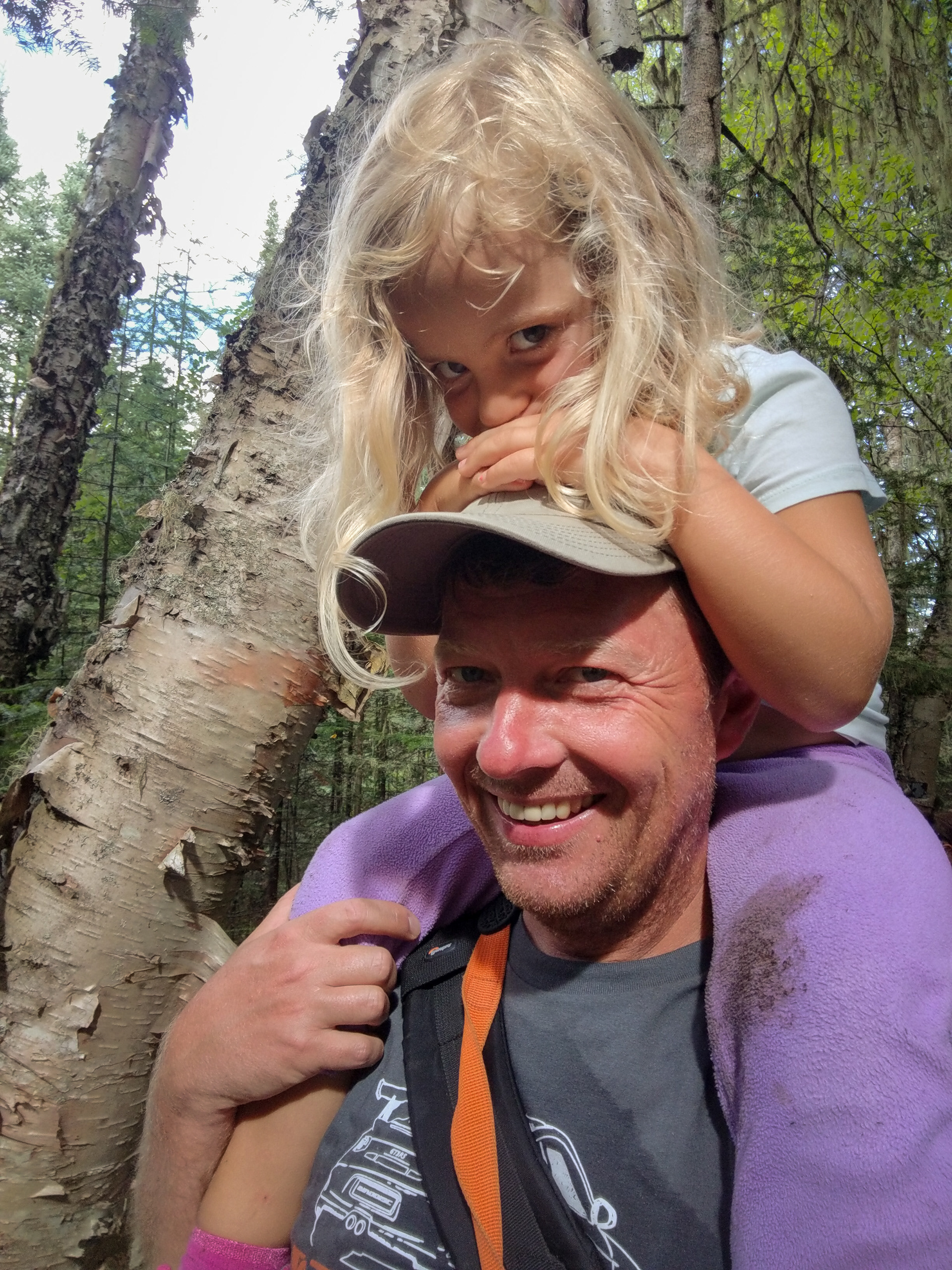 The happy mule. Alicia on my shoulders, camera bag, camera, GoPro.