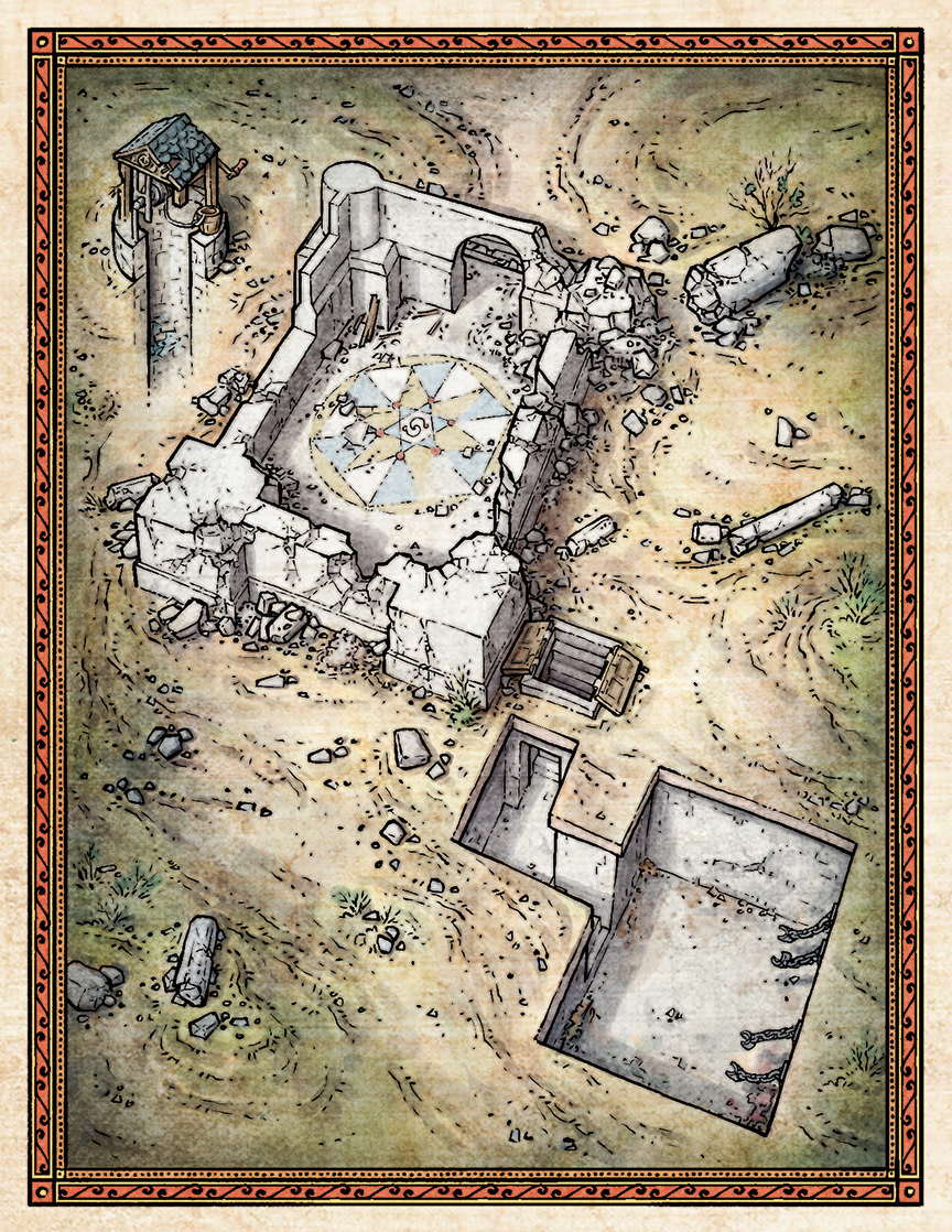 Temple Ruins Cutaway Illustration