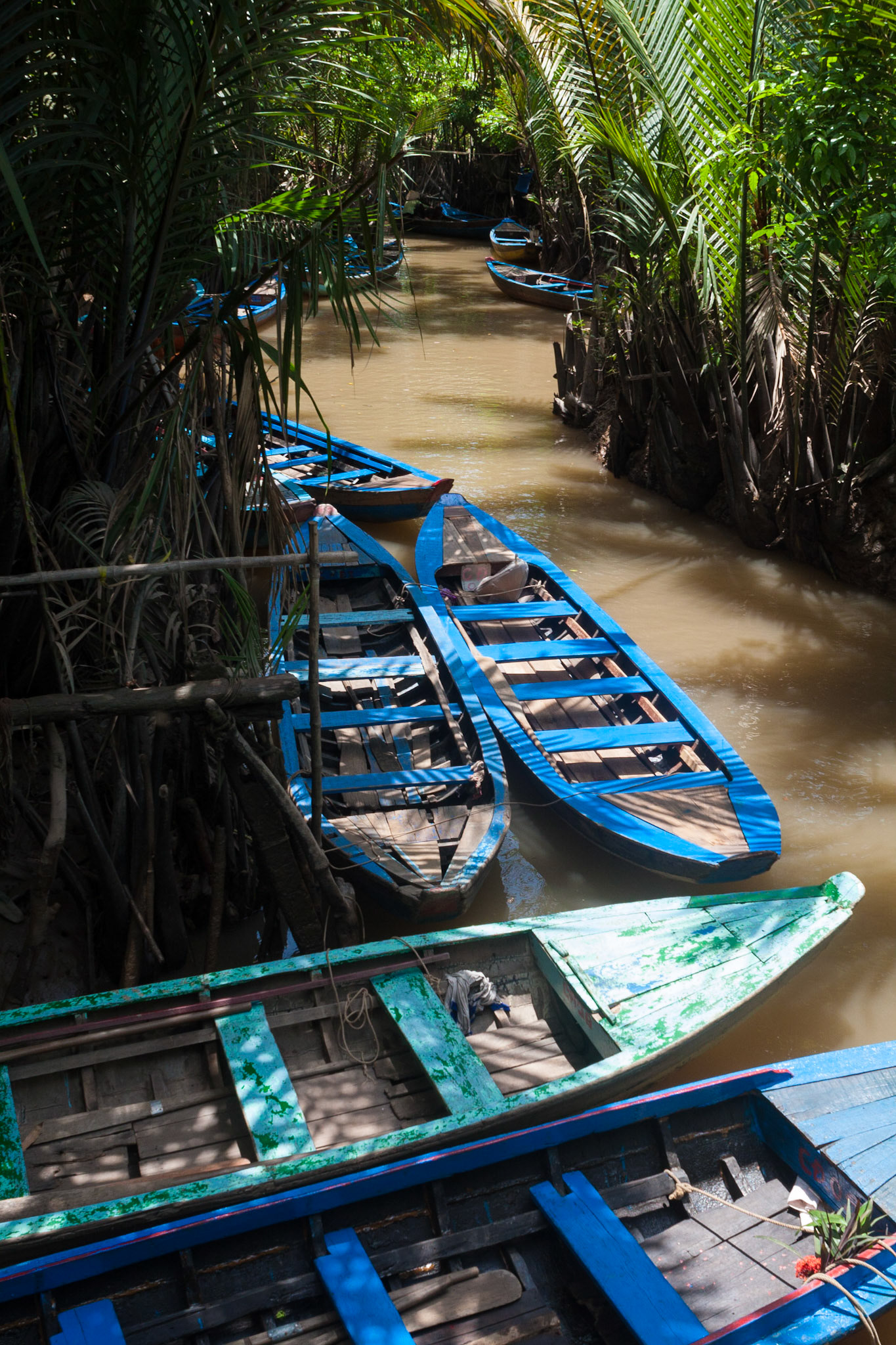 A group of small boats in the Mekong Delta (Vietnam)