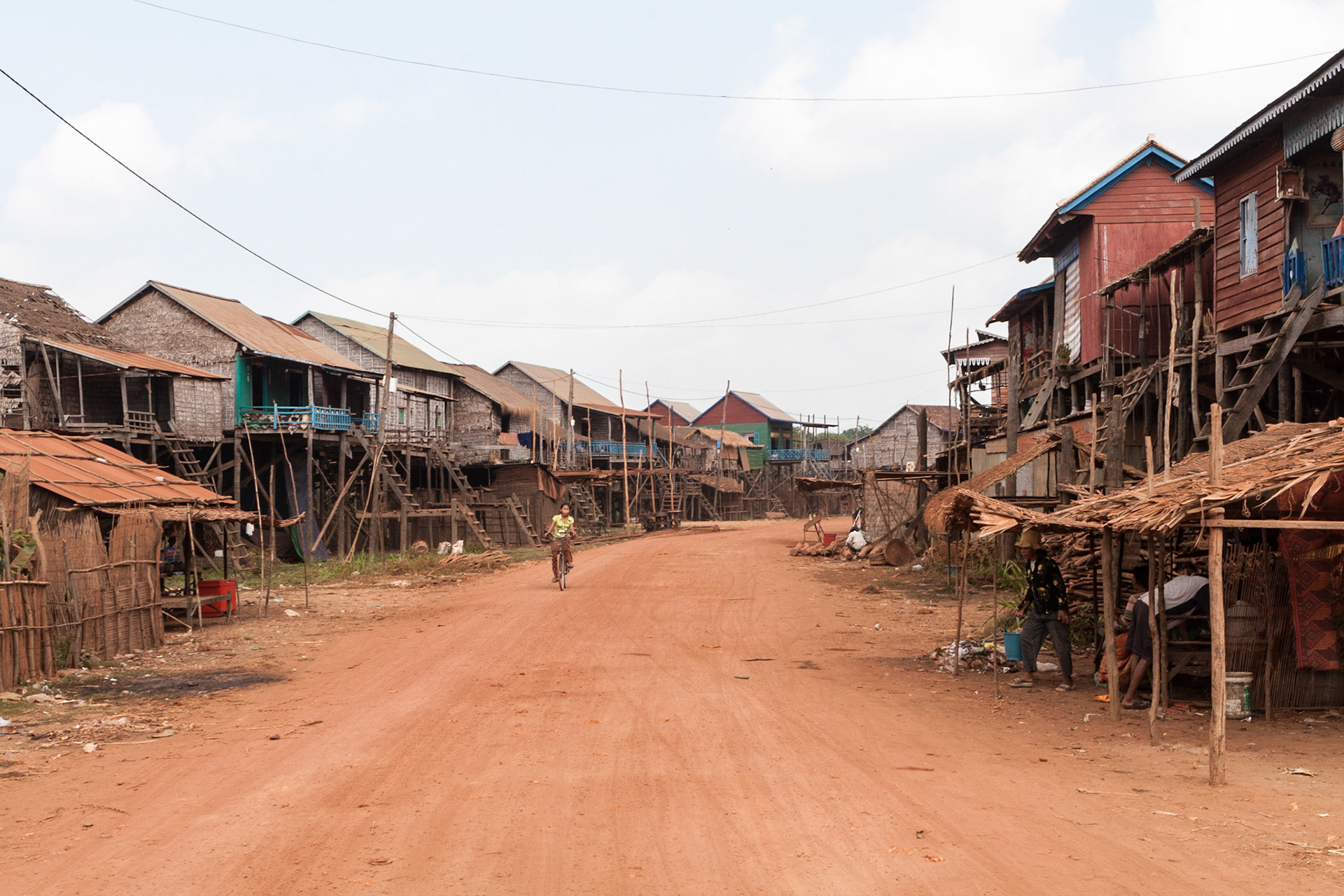 Inside a fishing village on stilts at Tonle Sap Lake (during the dry season)