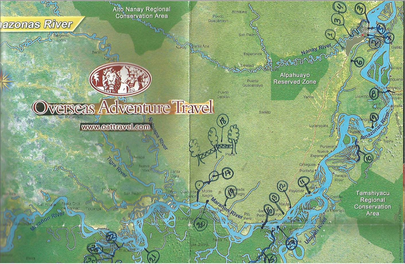 Iquitos near the upper right hand corner - on to the Amazon